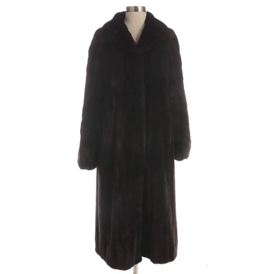 Mink Fur Coat with Shawl Collar and Elastic Cuffs