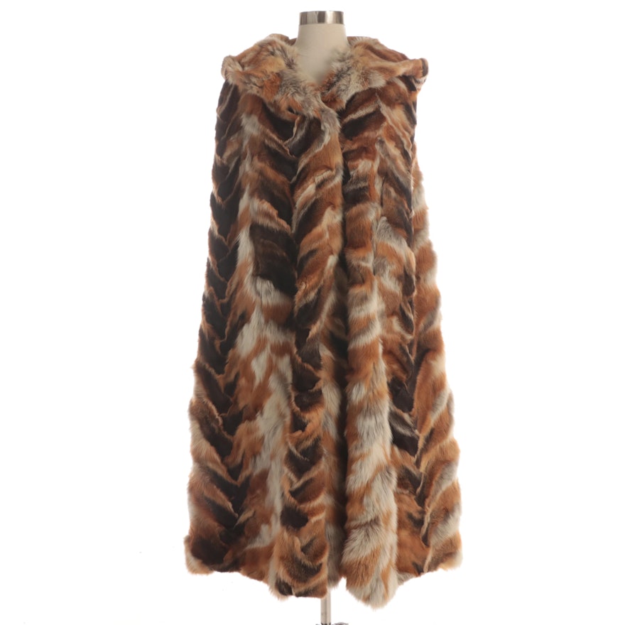 Mountain Goat Fur Hooded Cape in Chevron Pattern from Bernhard Enderlin