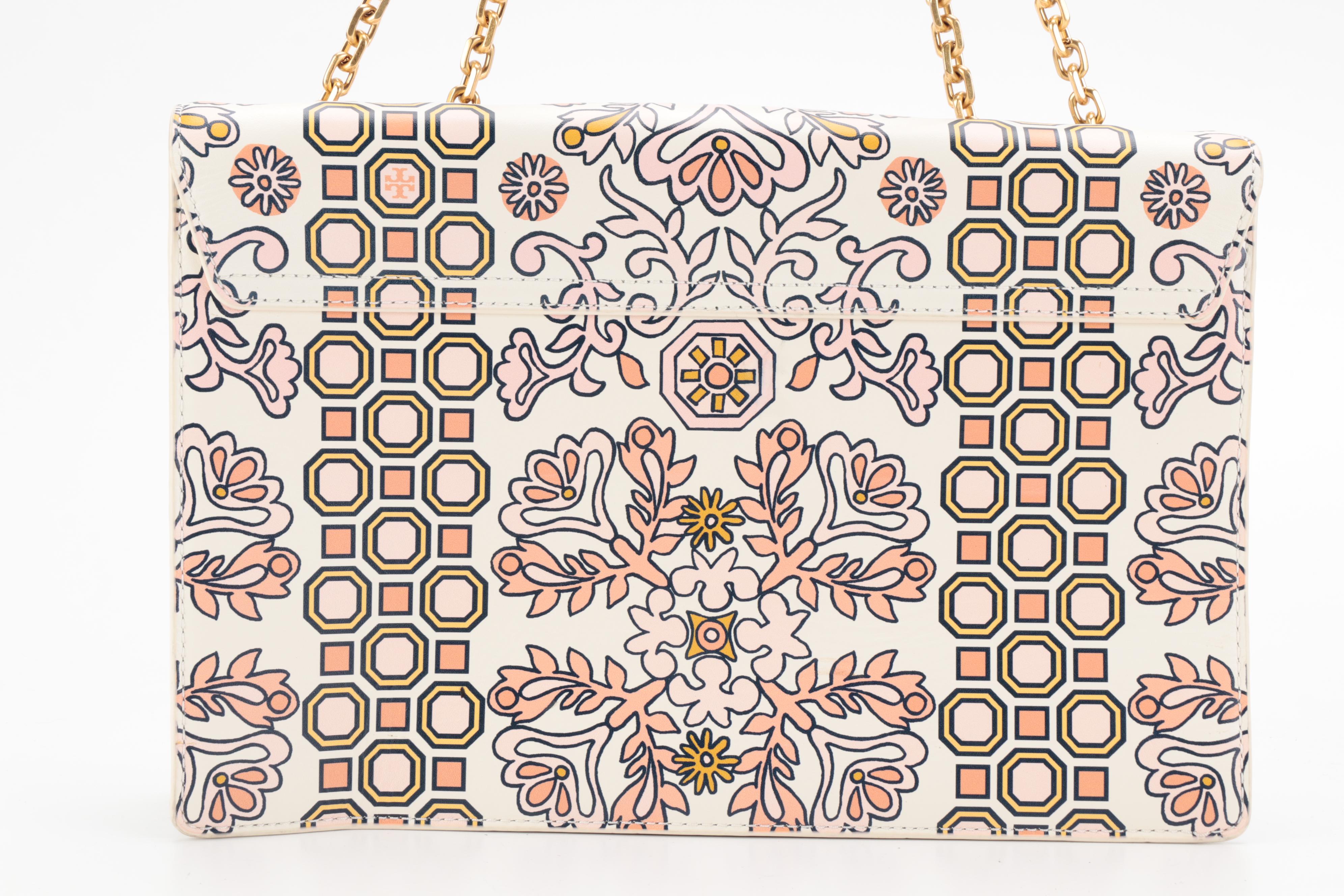 Tory Burch Hicks Garden Gemini Link Leather Shoulder Bag