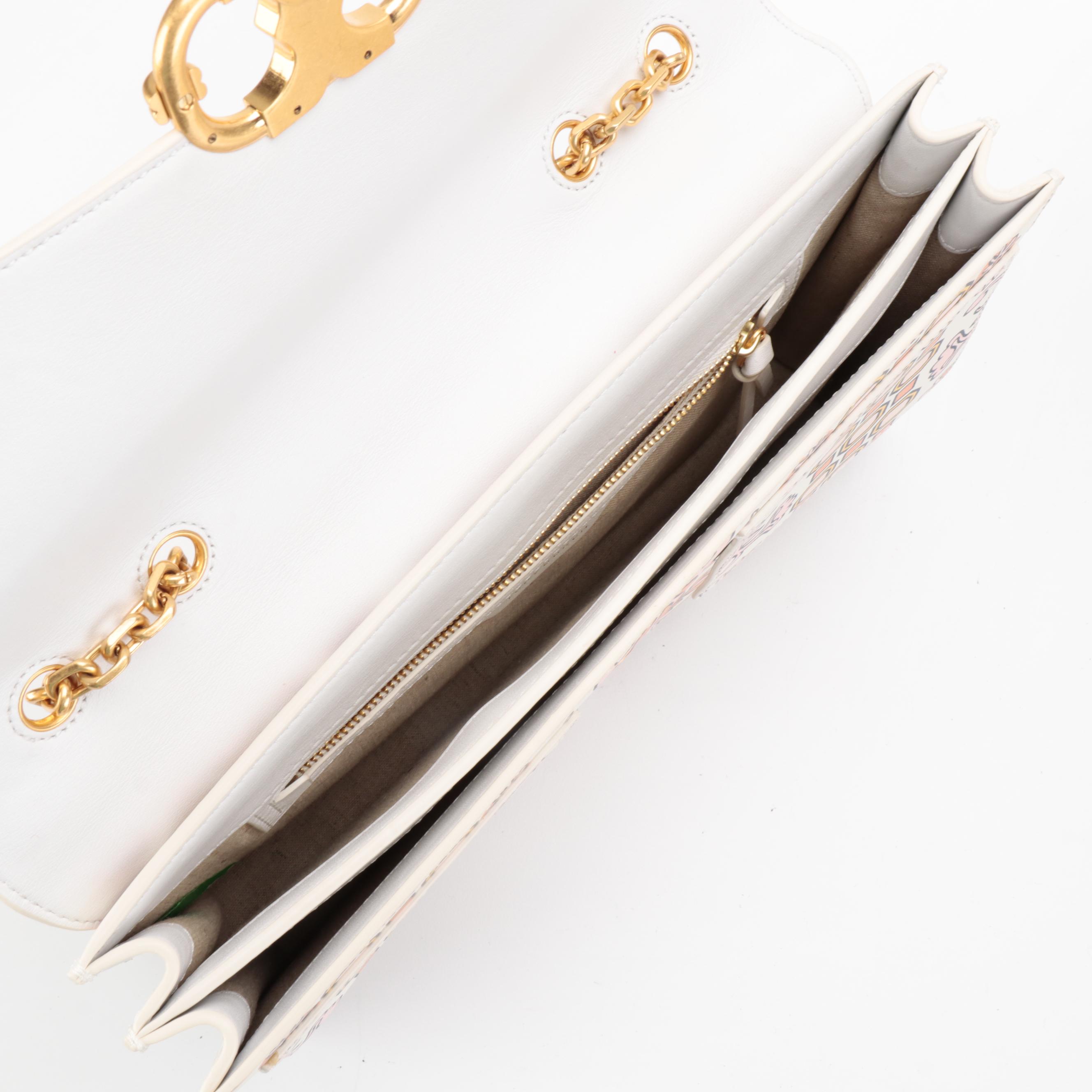 Tory Burch Hicks Garden Gemini Link Leather Shoulder Bag