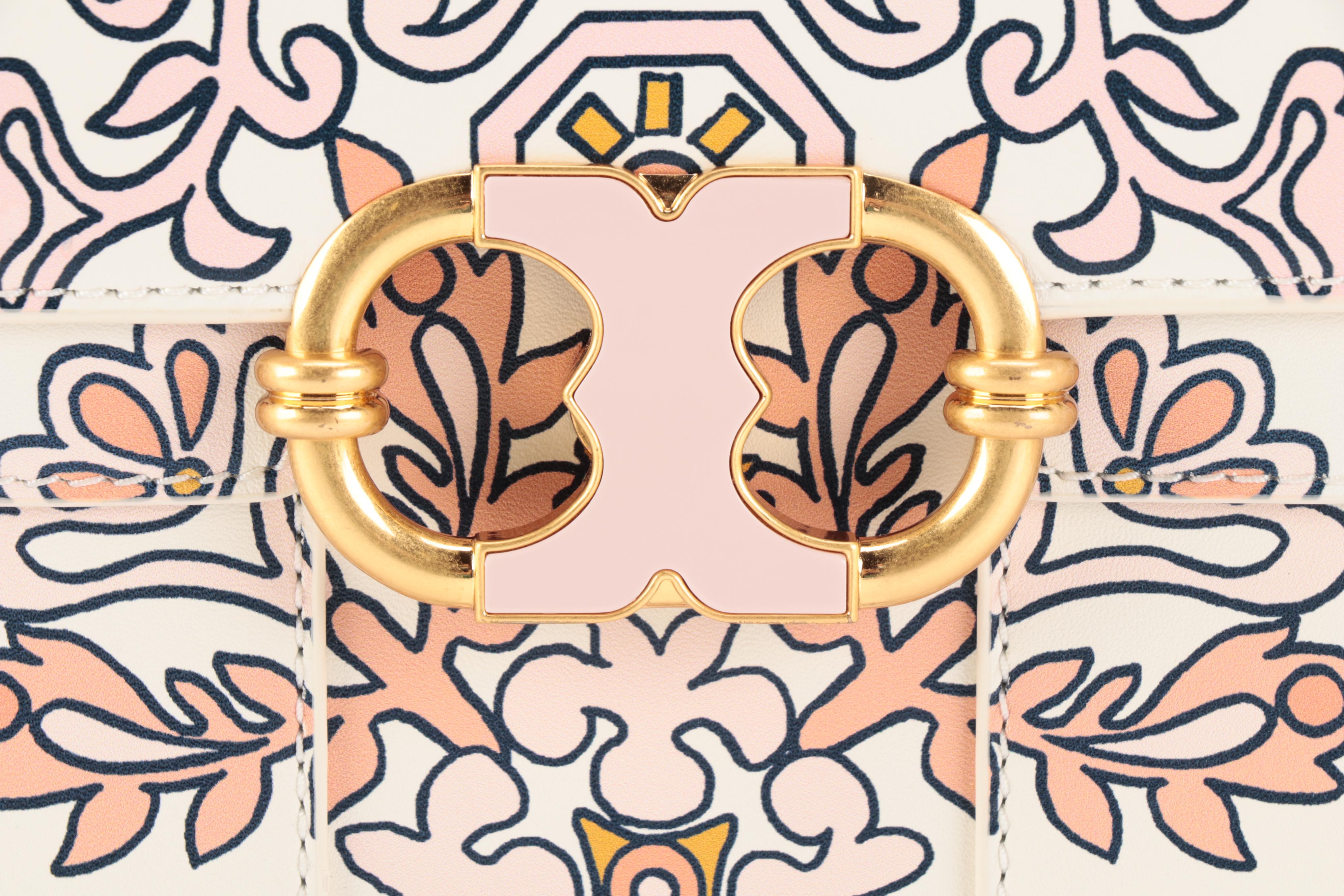 Tory Burch Hicks Garden Gemini Link Leather Shoulder Bag