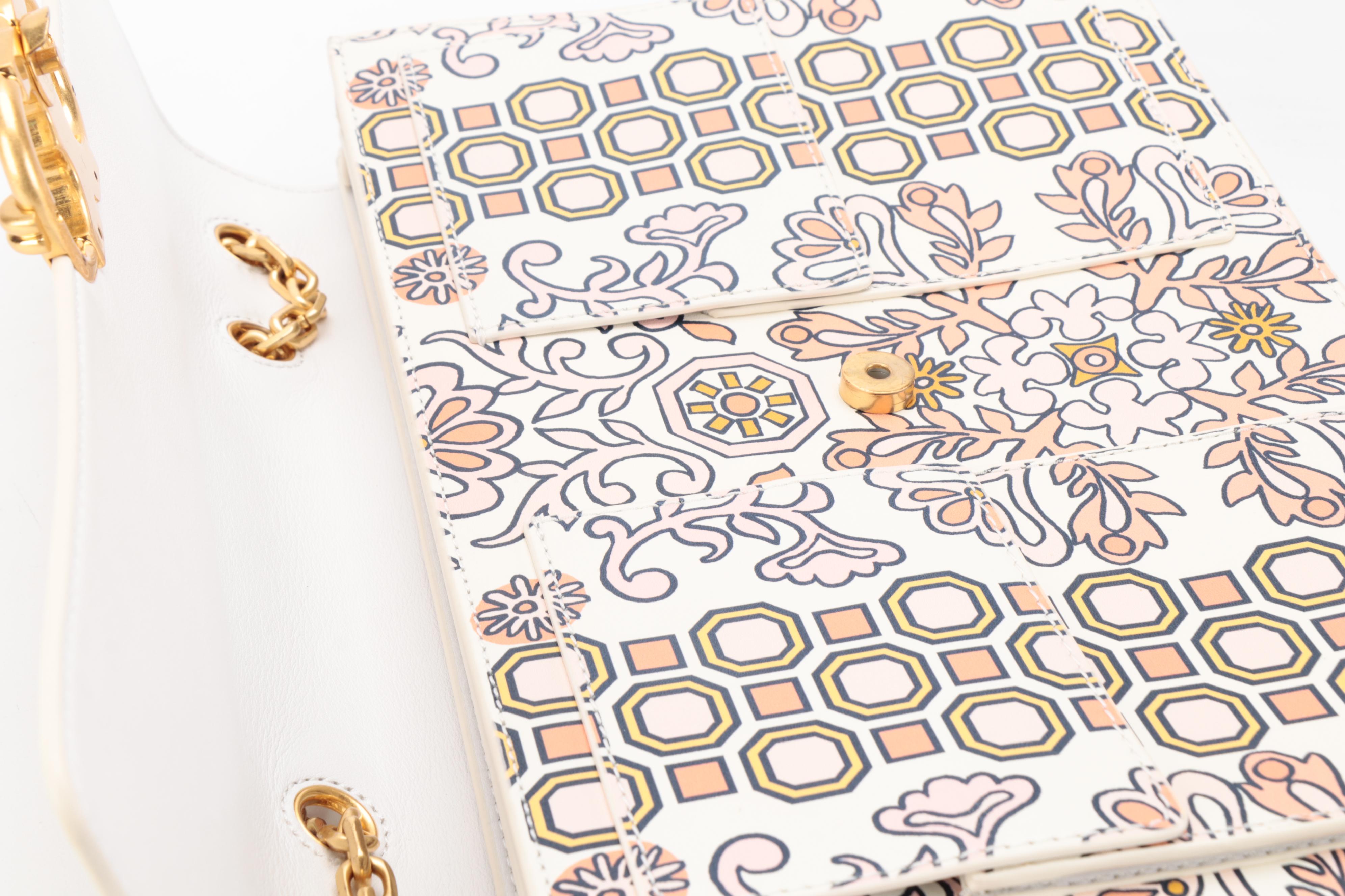 Tory Burch Hicks Garden Gemini Link Leather Shoulder Bag