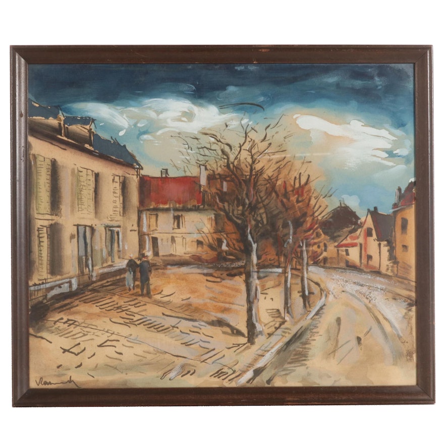 Hand-Colored Lithograph After Maurice de Vlaminck "The village, Landscape"