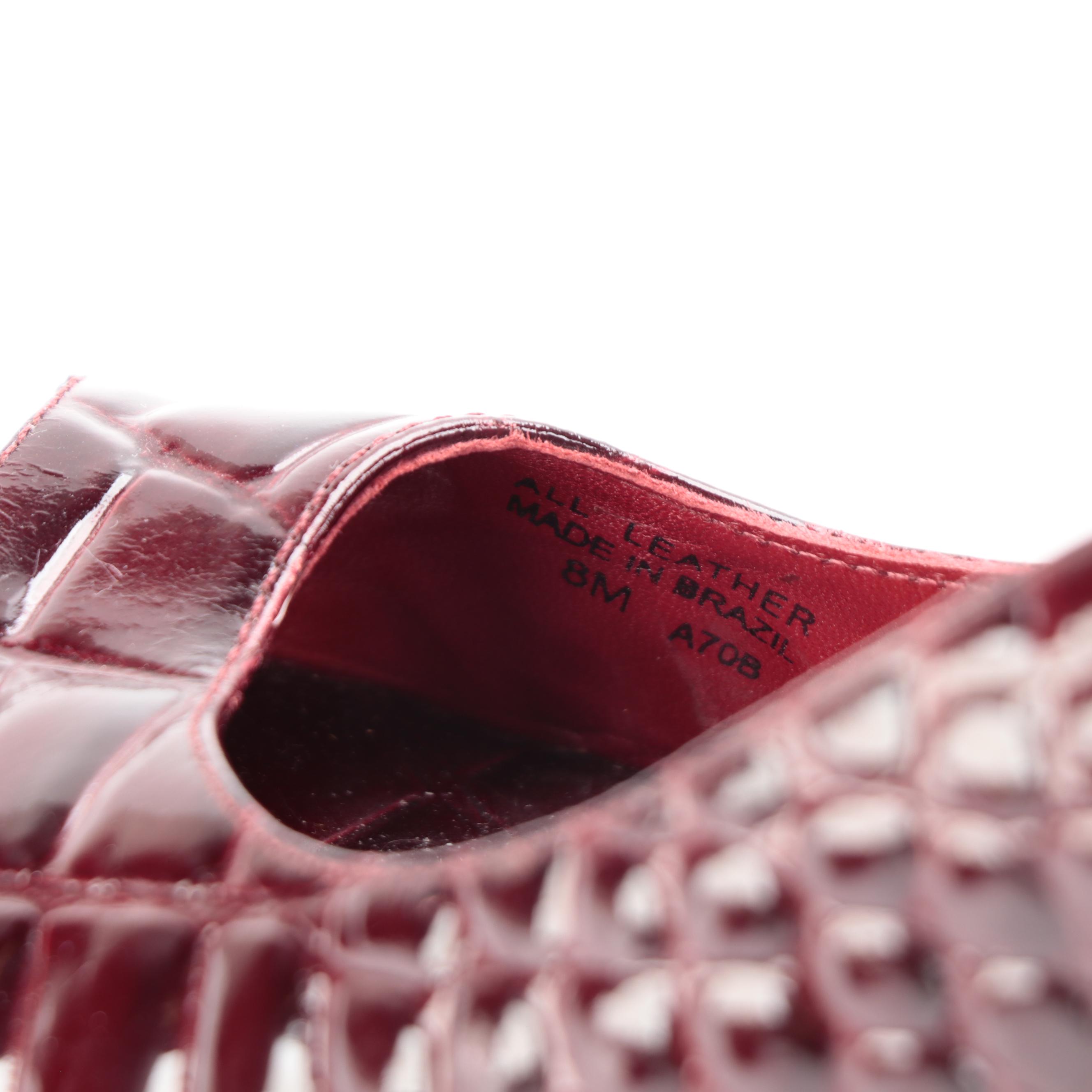 Tory Burch Embossed Leather and Bettye Muller Plaid Textile Peep Toe Slingbacks