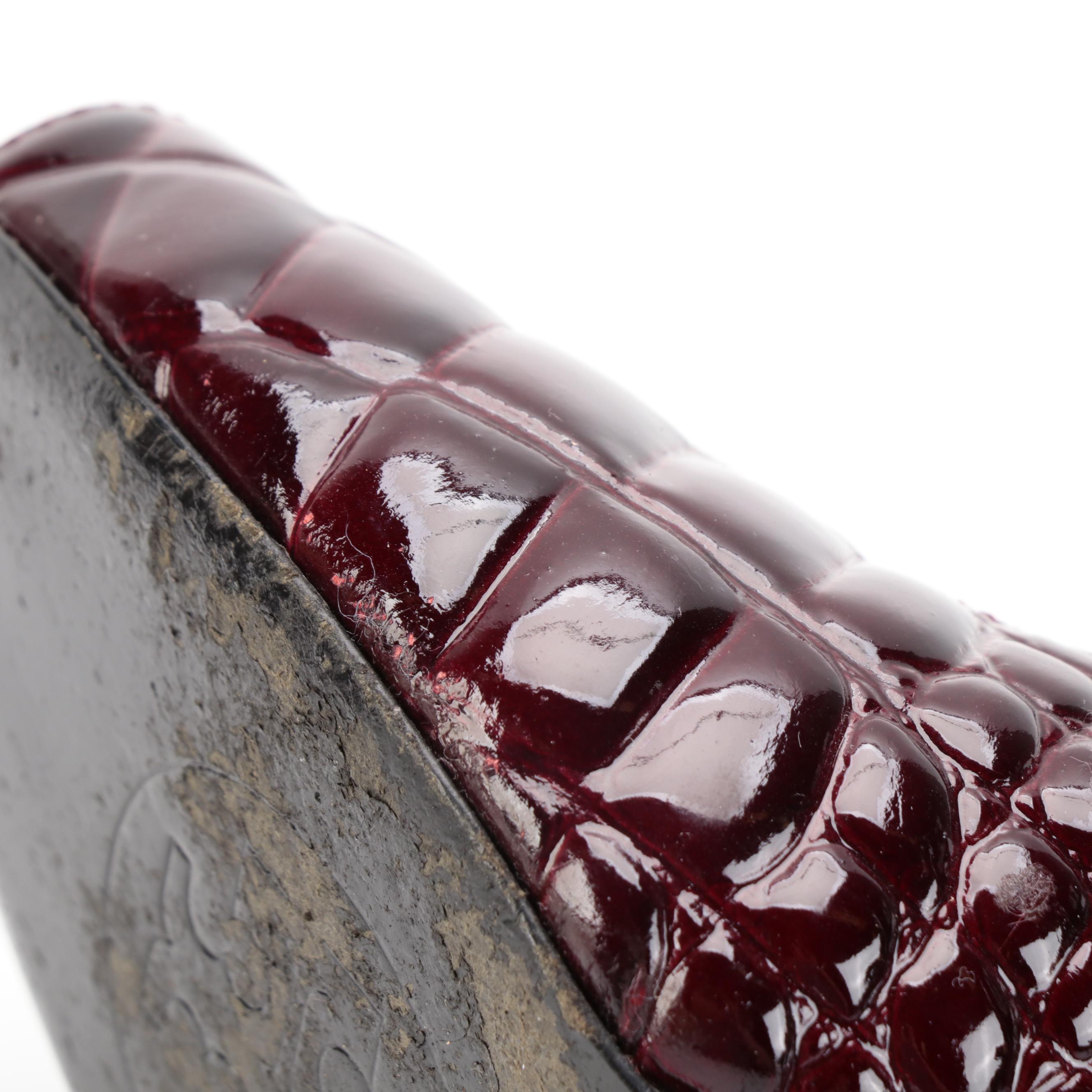 Tory Burch Embossed Leather and Bettye Muller Plaid Textile Peep Toe Slingbacks