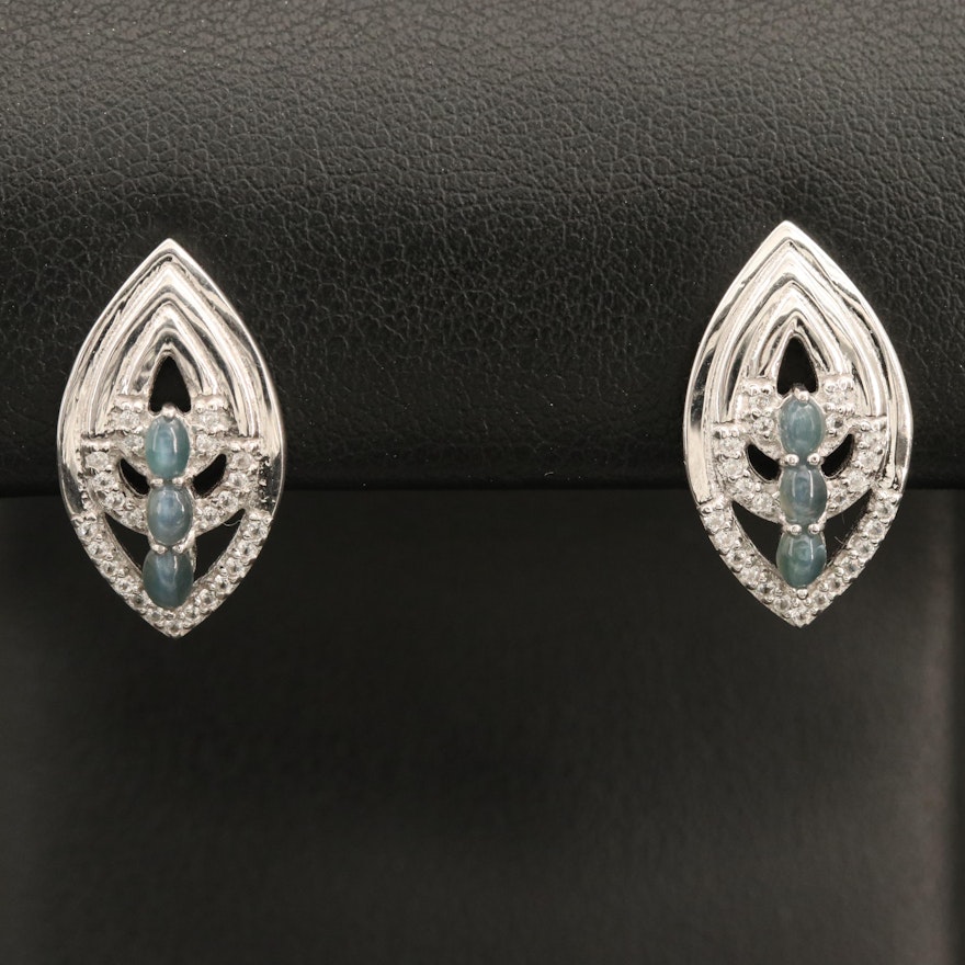 Sterling Cat's Eye Alexandrite and Zircon Earrings