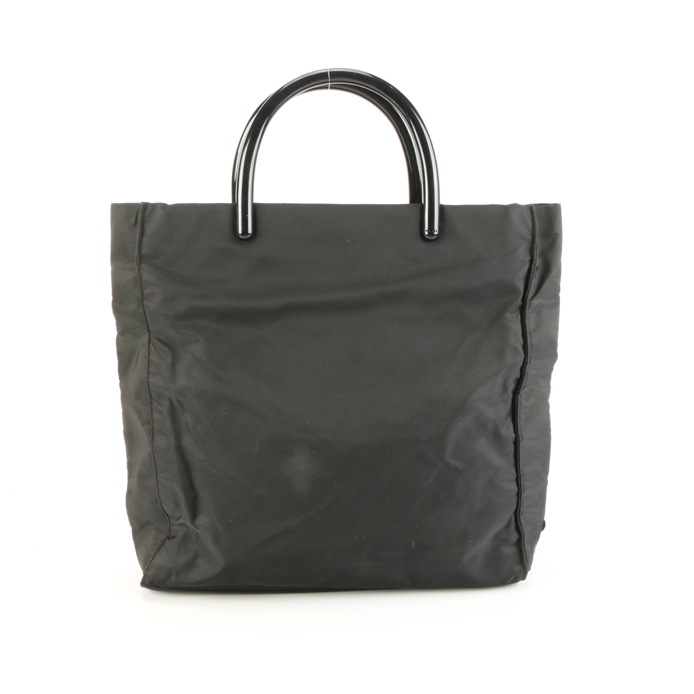 Prada Tote Bag in Black Tessuto Nylon with Hard Composite Handles