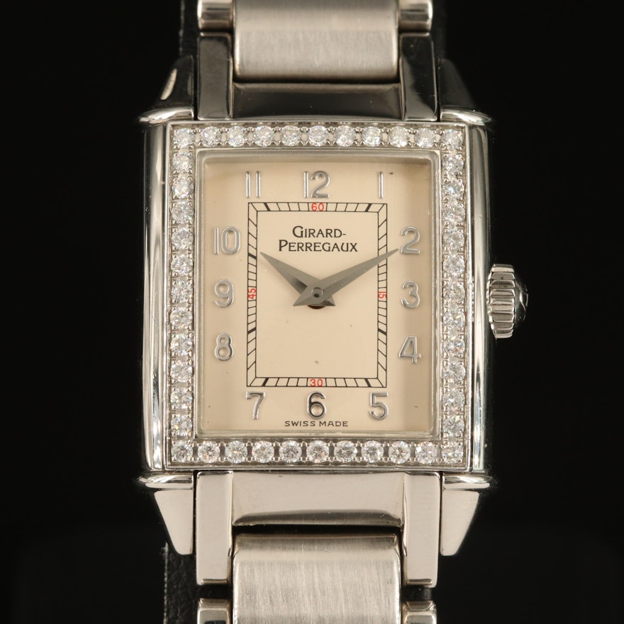 Girard-Perregaux Vintage 1945 Diamond and Stainless Steel Quartz Wristwatch
