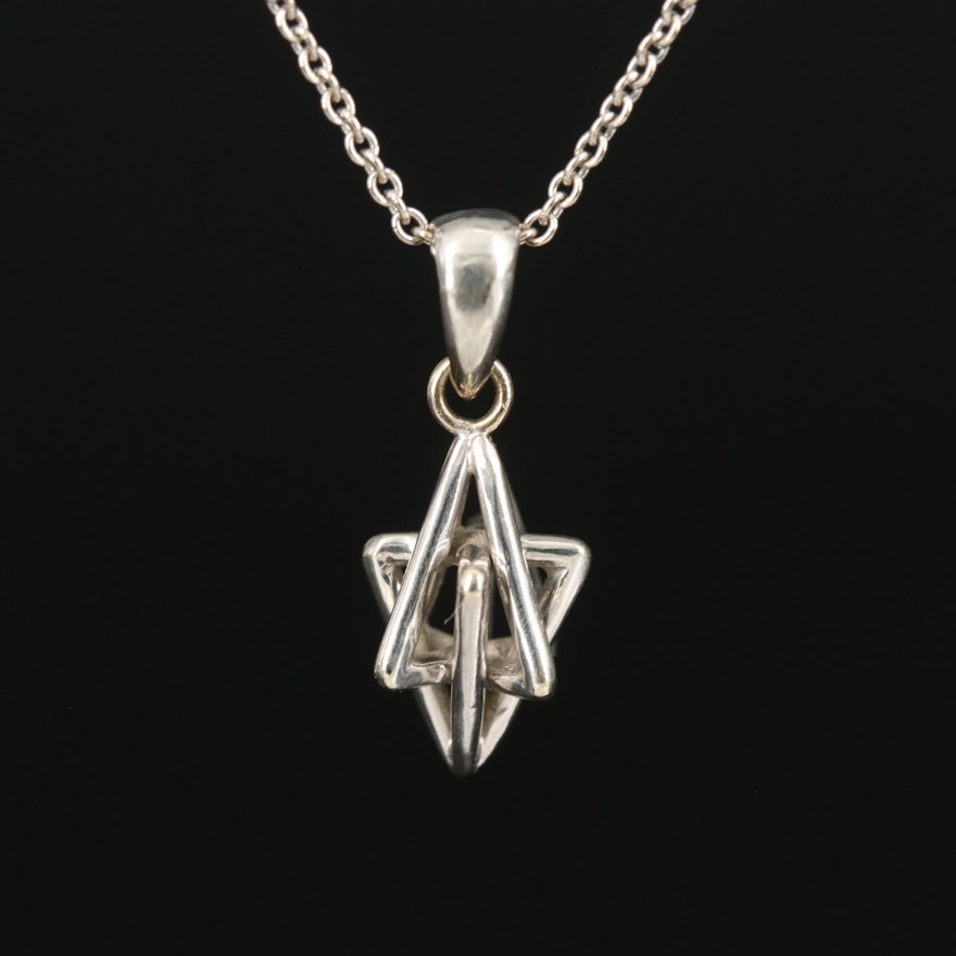 14K Interlocked Pyramid Pendant Necklace