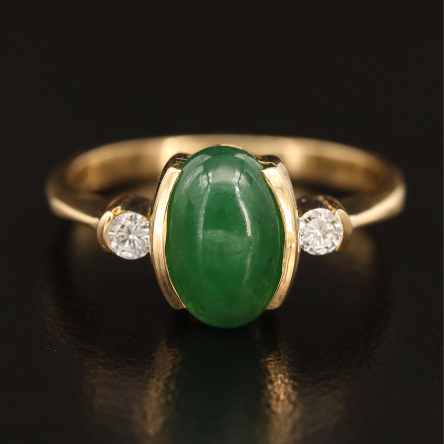 18K Jadeite and Diamond Ring