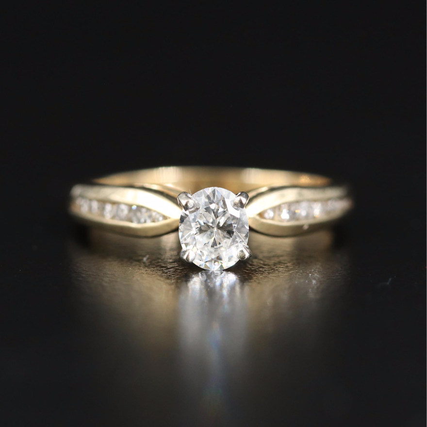 14K Diamond Ring with Channel Set Shoulders