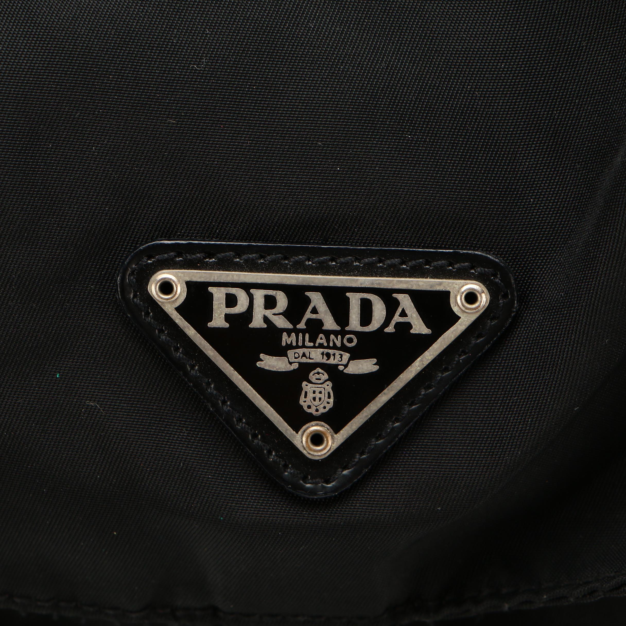 Prada Medium Black Tessuto Nylon Backpack with Leather Trim