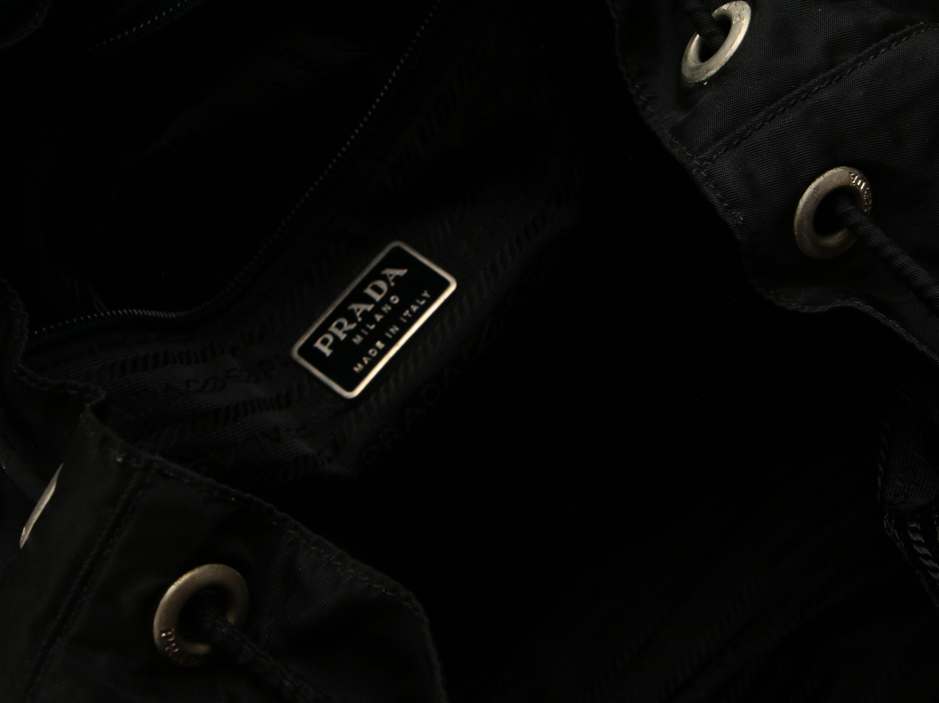 Prada Medium Black Tessuto Nylon Backpack with Leather Trim