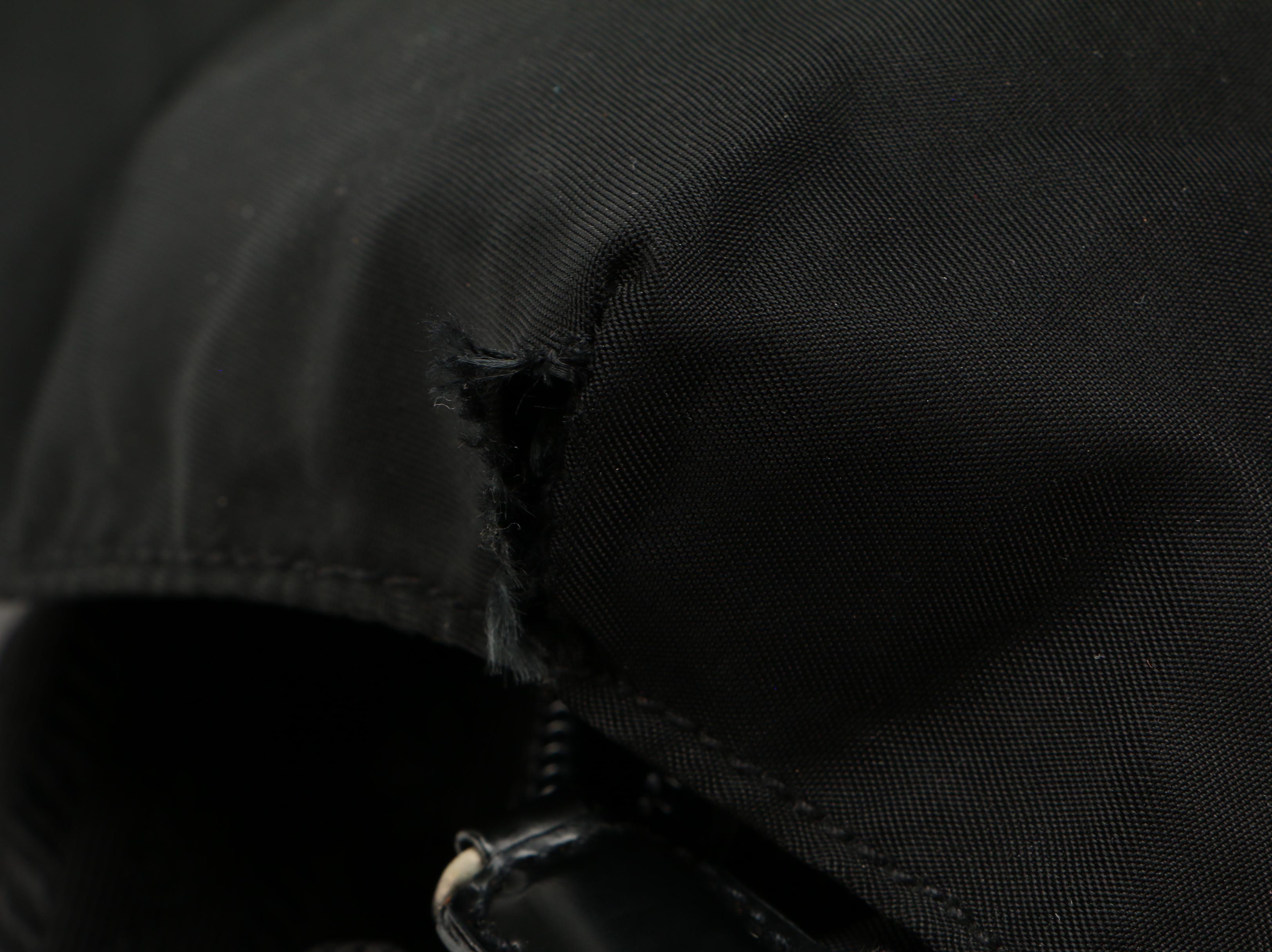 Prada Medium Black Tessuto Nylon Backpack with Leather Trim