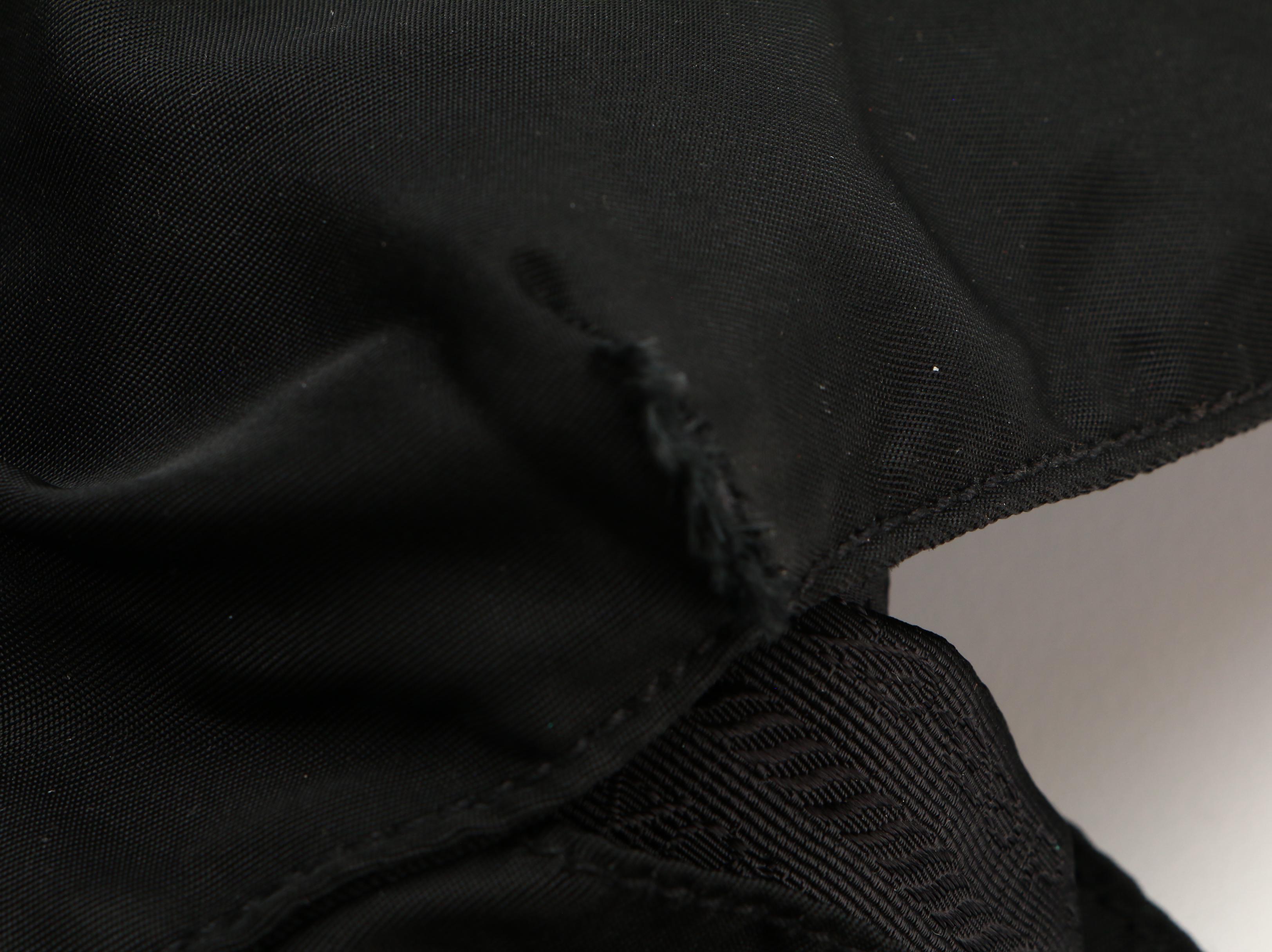 Prada Medium Black Tessuto Nylon Backpack with Leather Trim