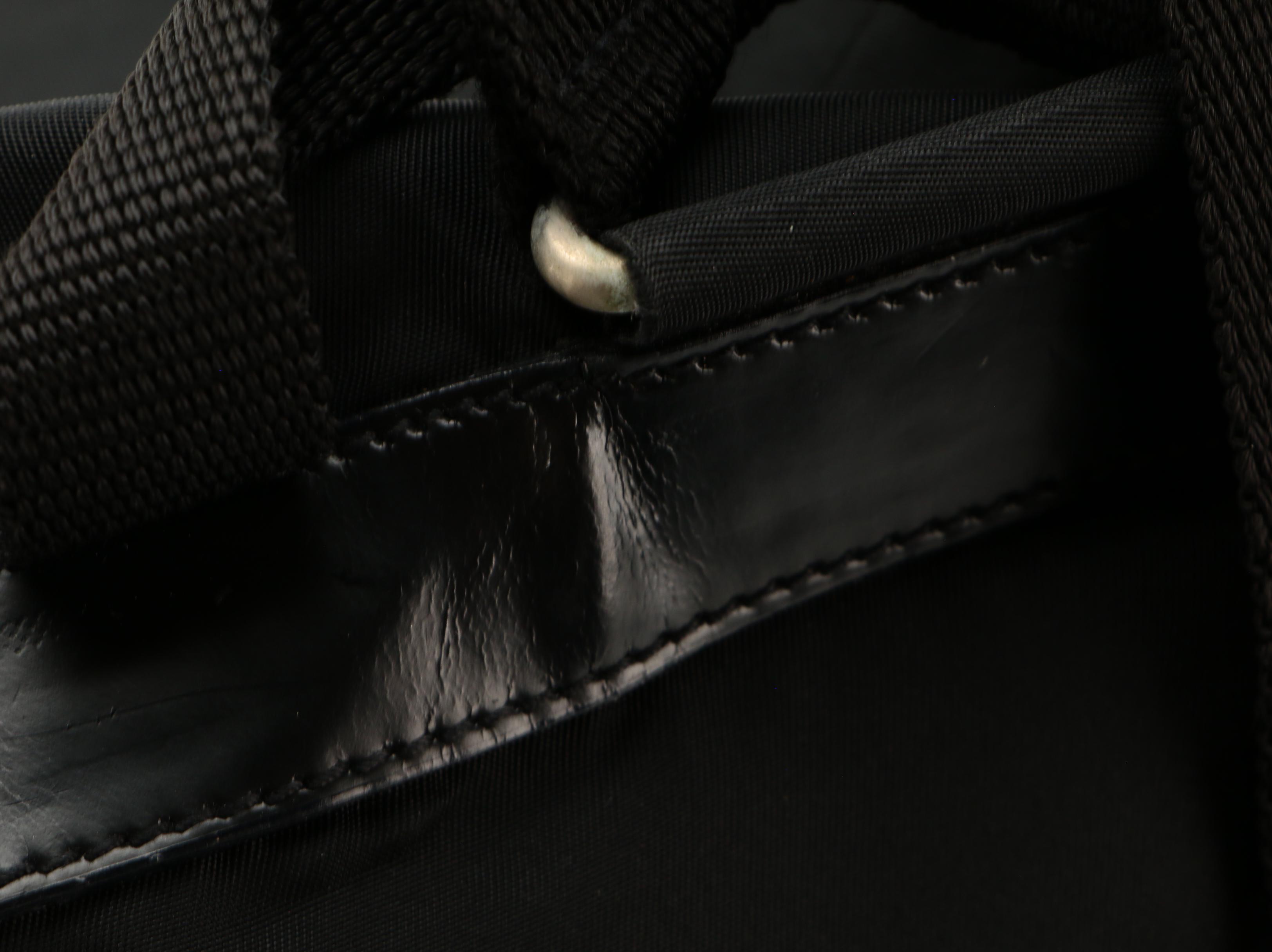 Prada Medium Black Tessuto Nylon Backpack with Leather Trim