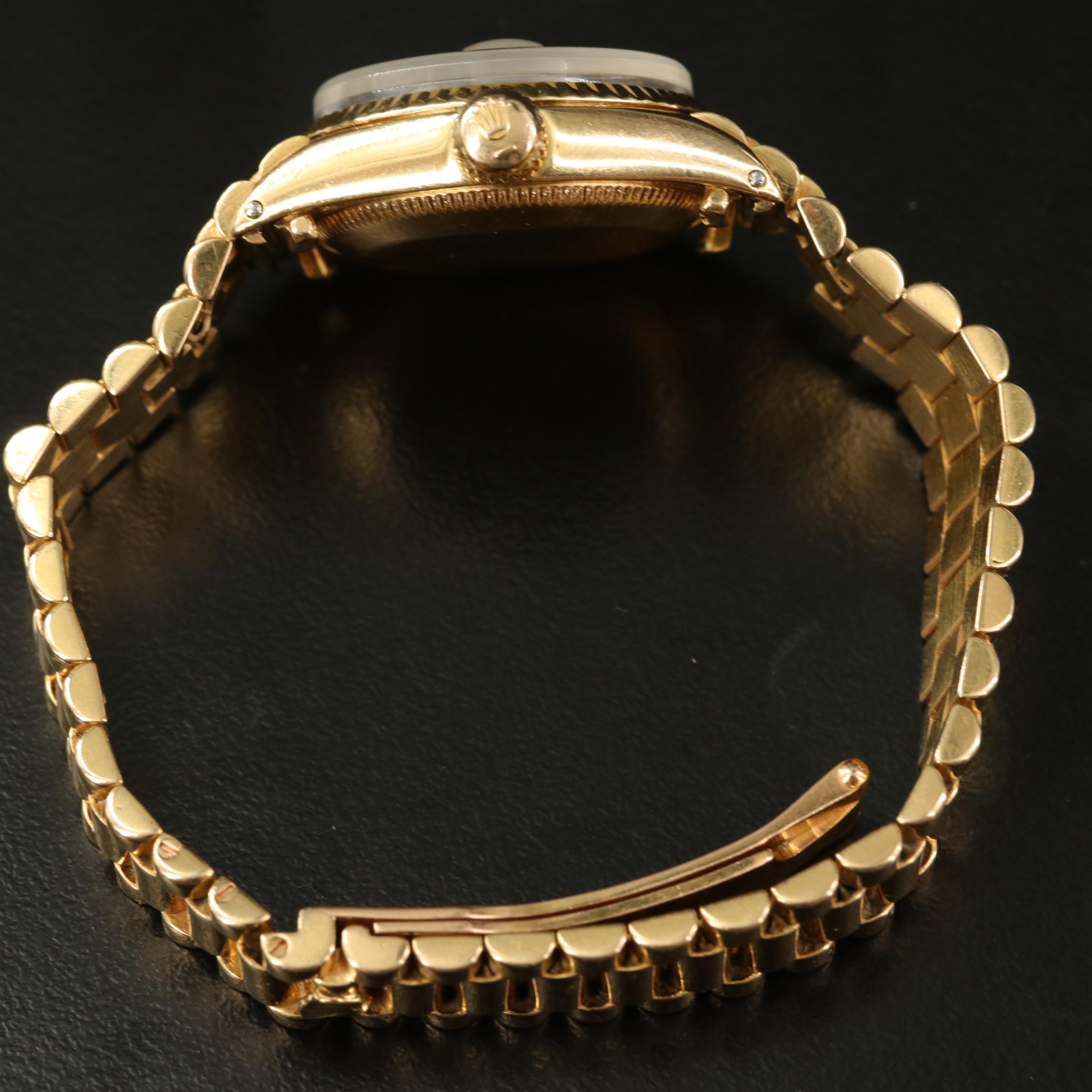 1969 Rolex Datejust President Linen Dial 18K Yellow Gold Watch