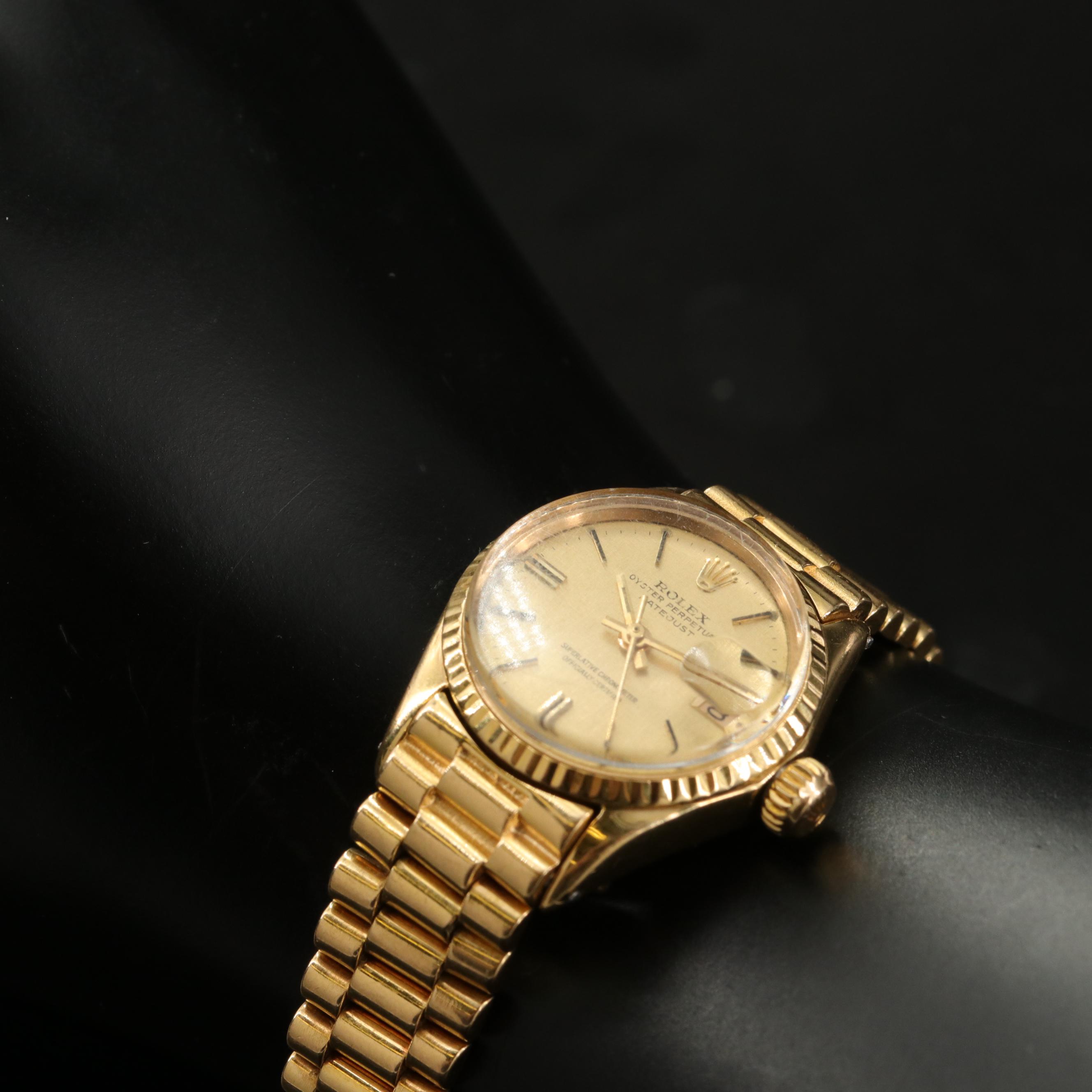 1969 Rolex Datejust President Linen Dial 18K Yellow Gold Watch