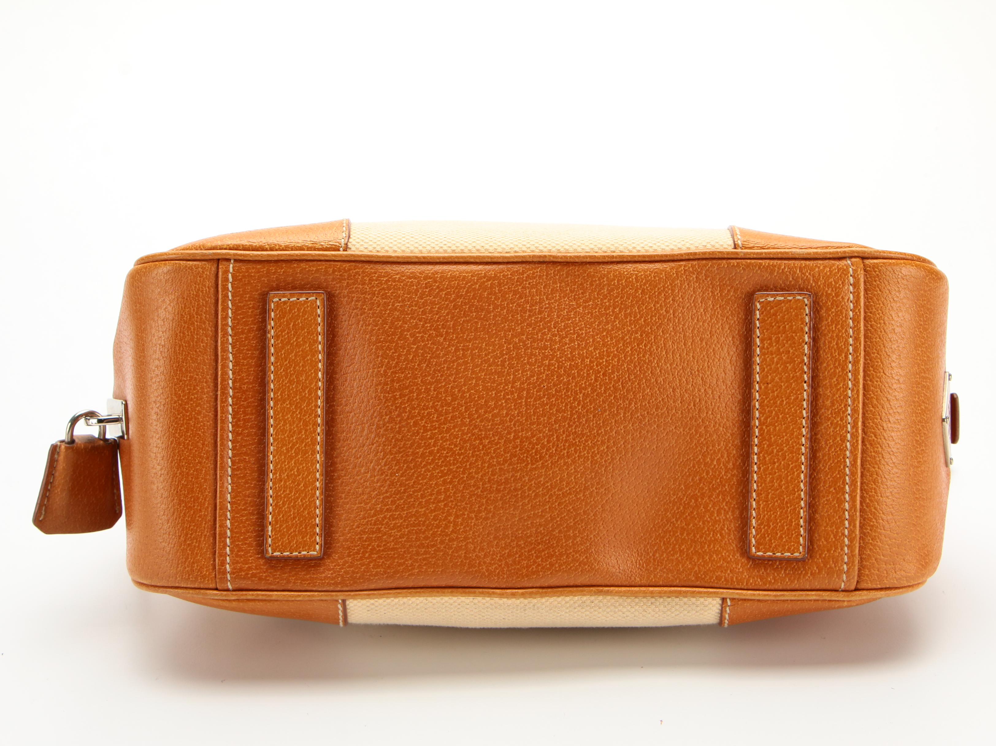 Prada Handbag in Raw Hemp and Leather with Padlock and Keys