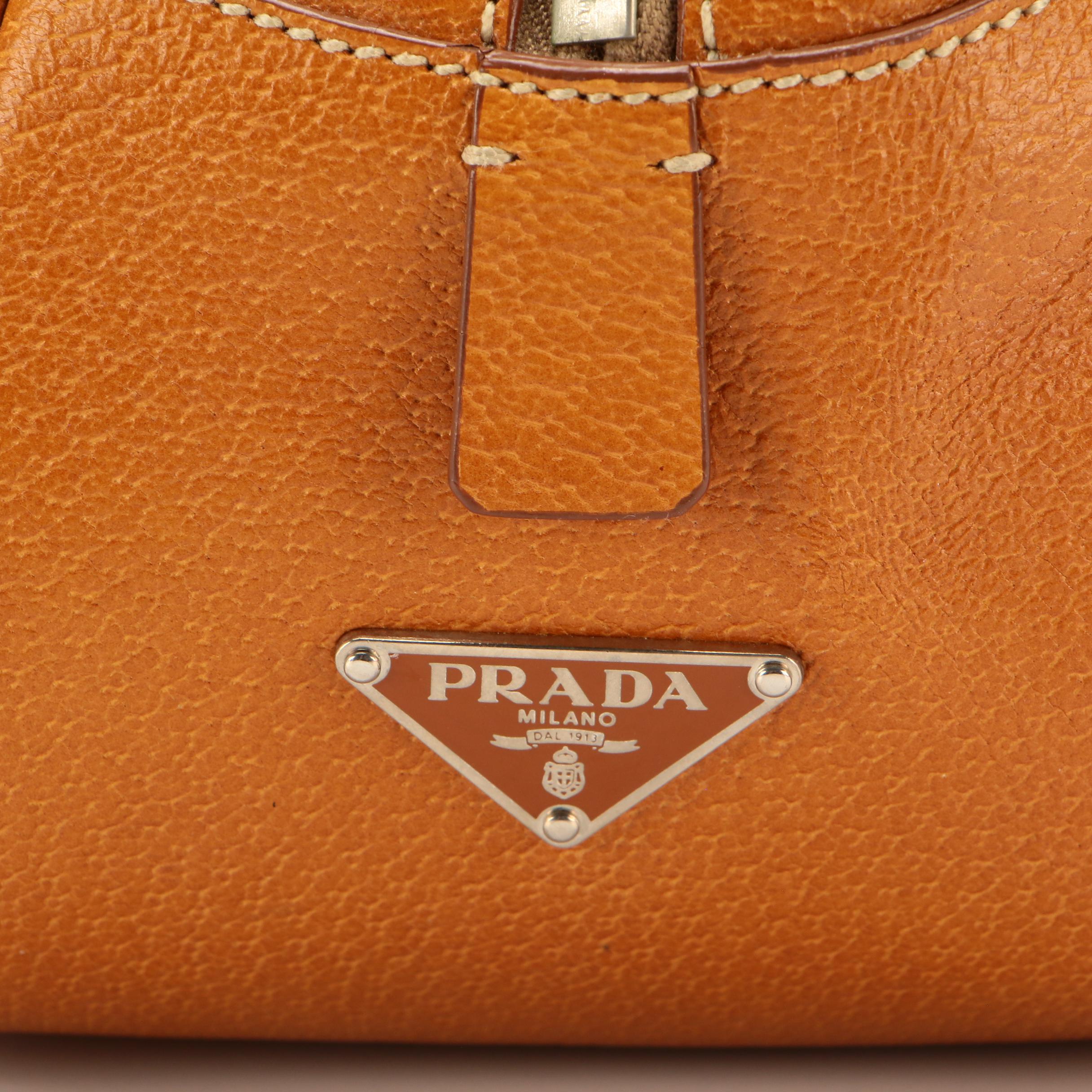 Prada Handbag in Raw Hemp and Leather with Padlock and Keys