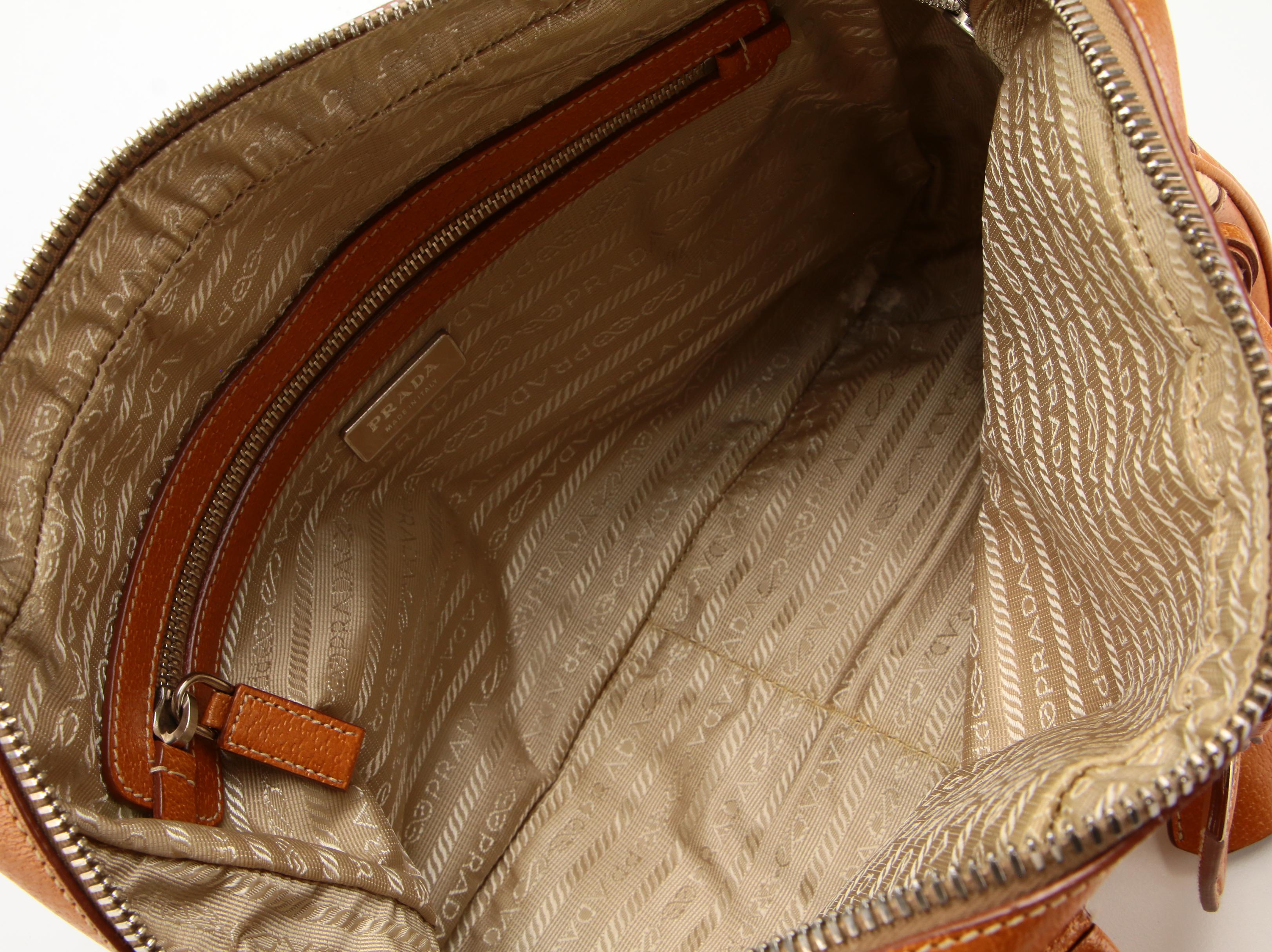 Prada Handbag in Raw Hemp and Leather with Padlock and Keys