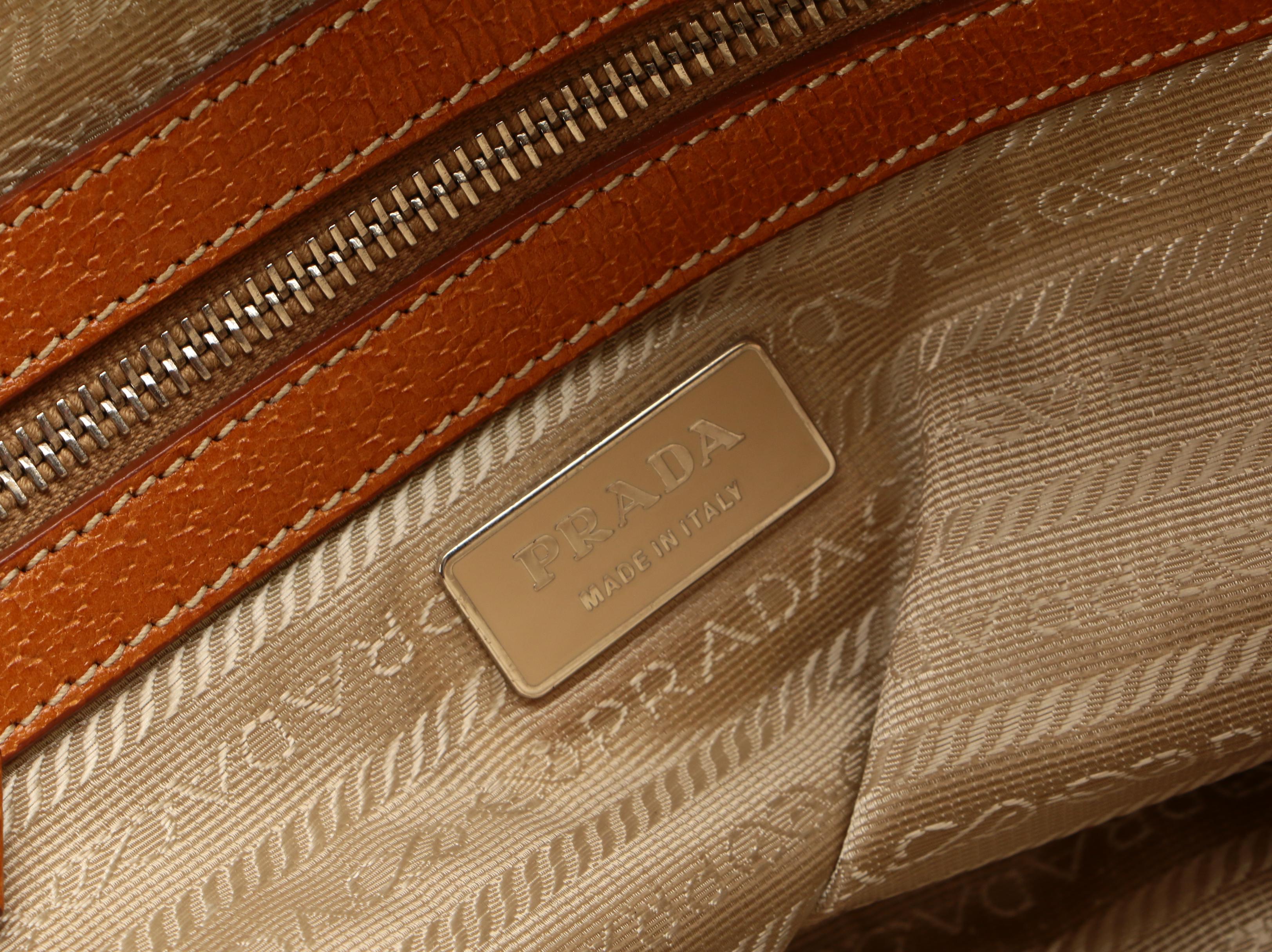 Prada Handbag in Raw Hemp and Leather with Padlock and Keys