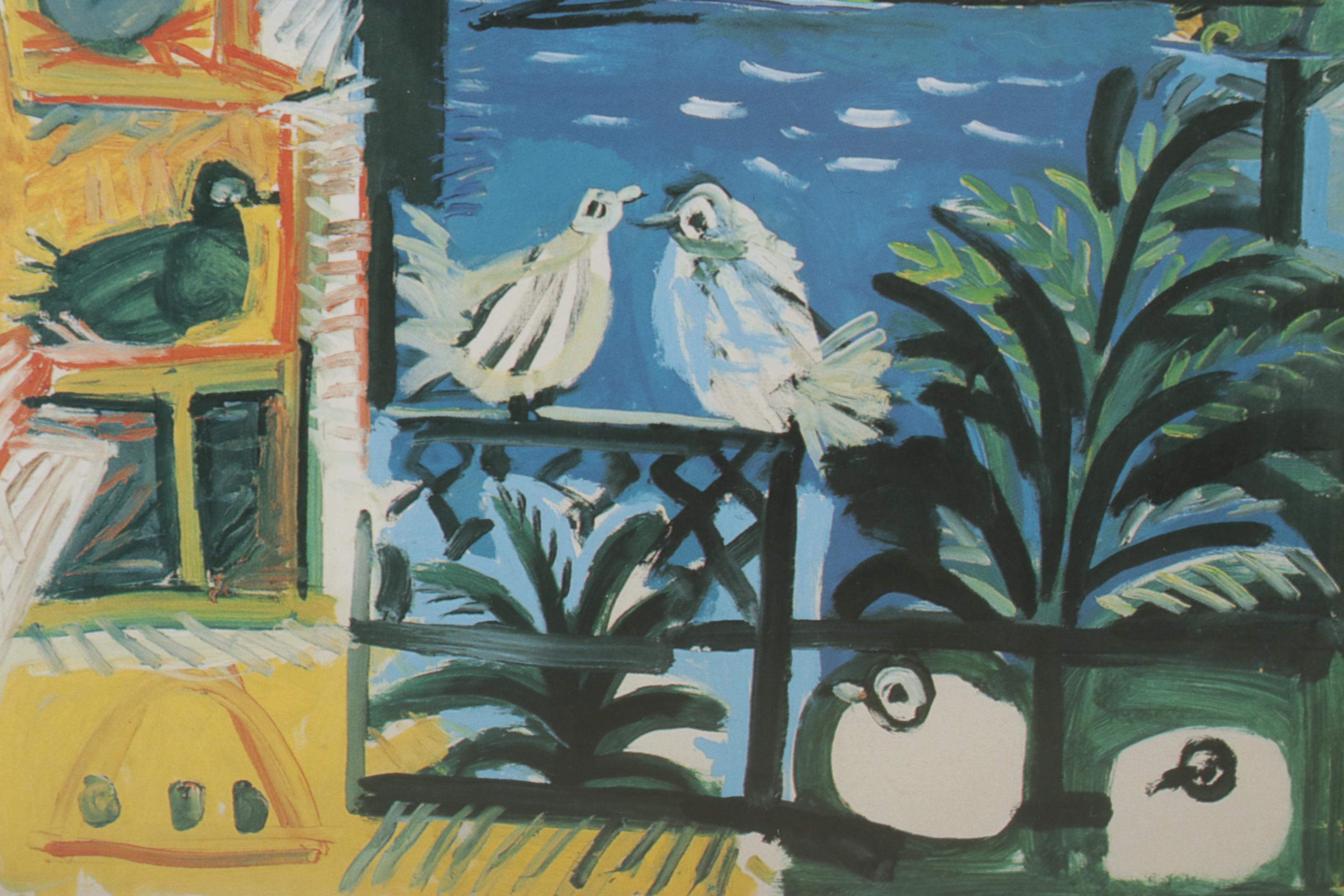 Offset Lithograph After Pablo Picasso "Studio (Pigeons) (Velazquez)"