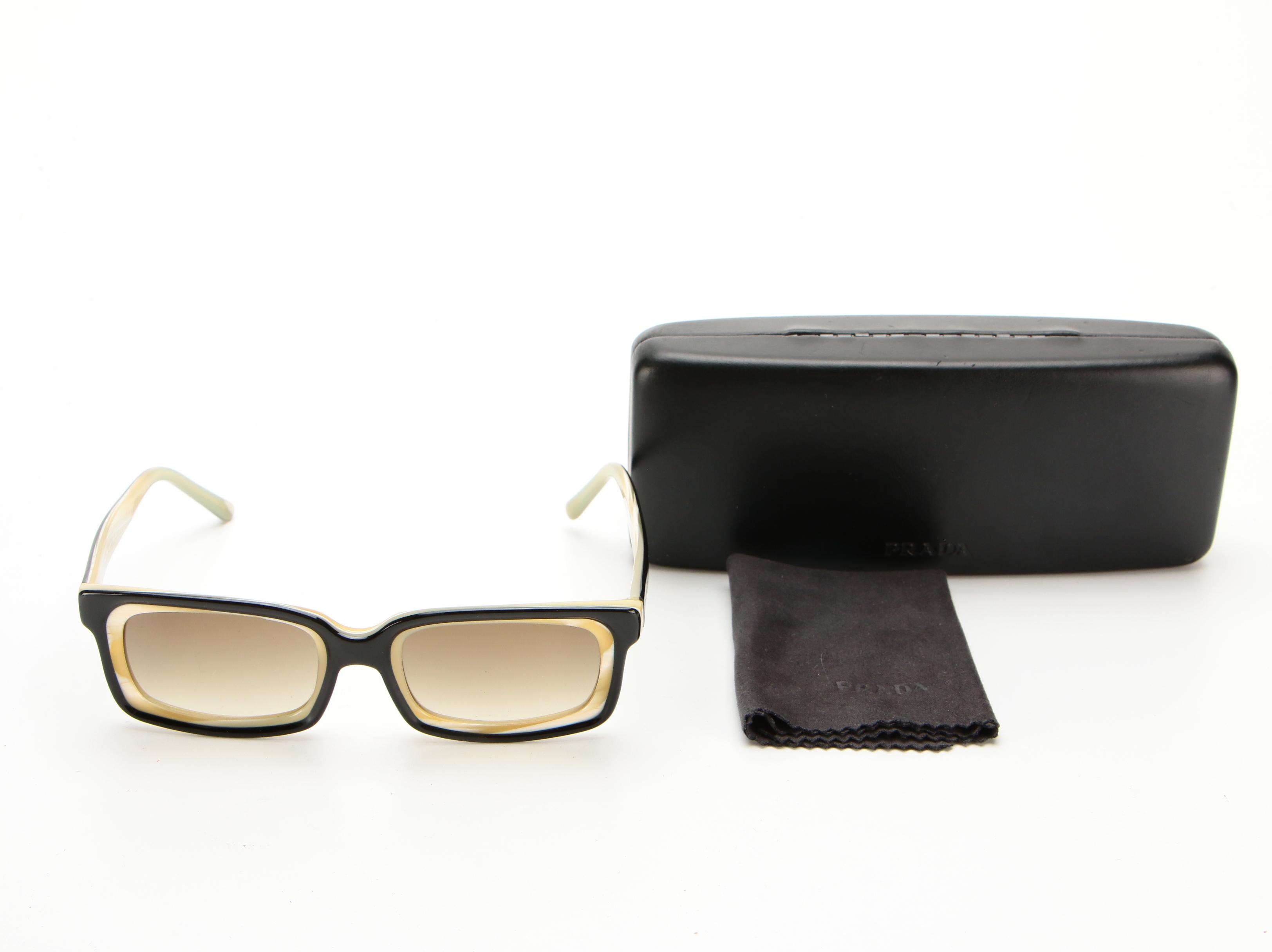 Prada SPR 02B Rectangular Sunglasses with Case
