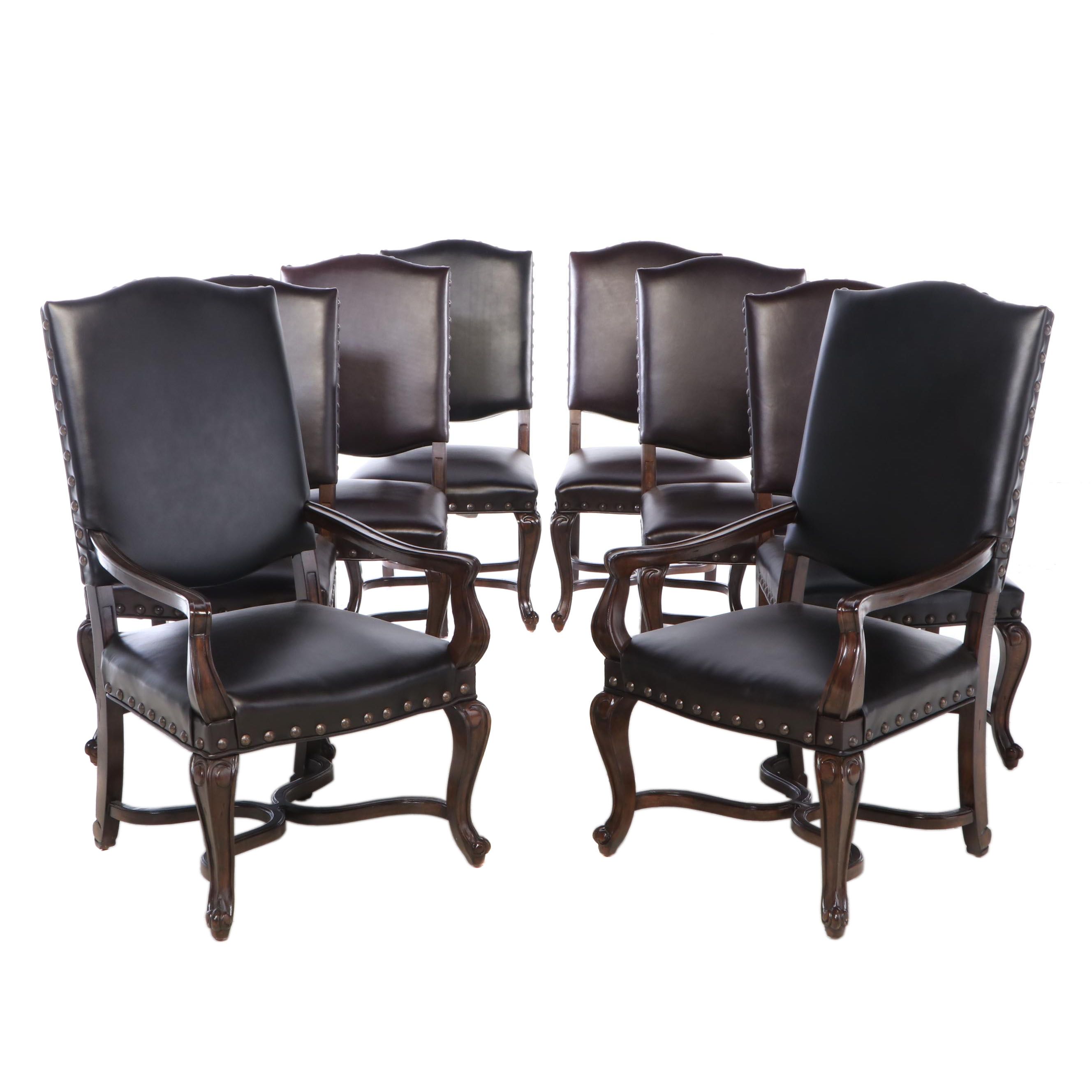 Bernhardt Furniture "Eaton Square" Nail Tack Leather Upholstered Dining Chairs