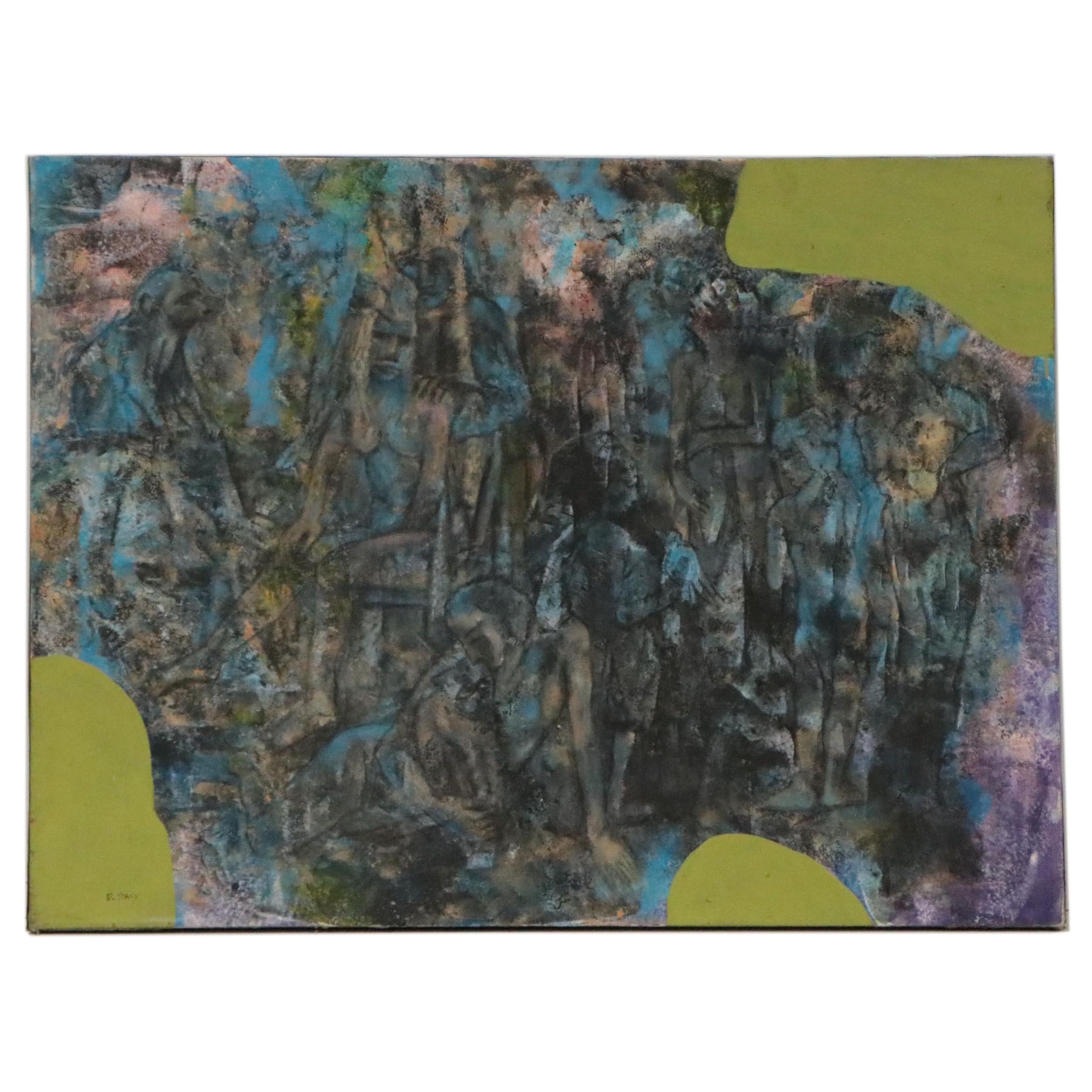 Don Stacy Abstract Oil Painting "No. 2 Evening Grouping," 1980s