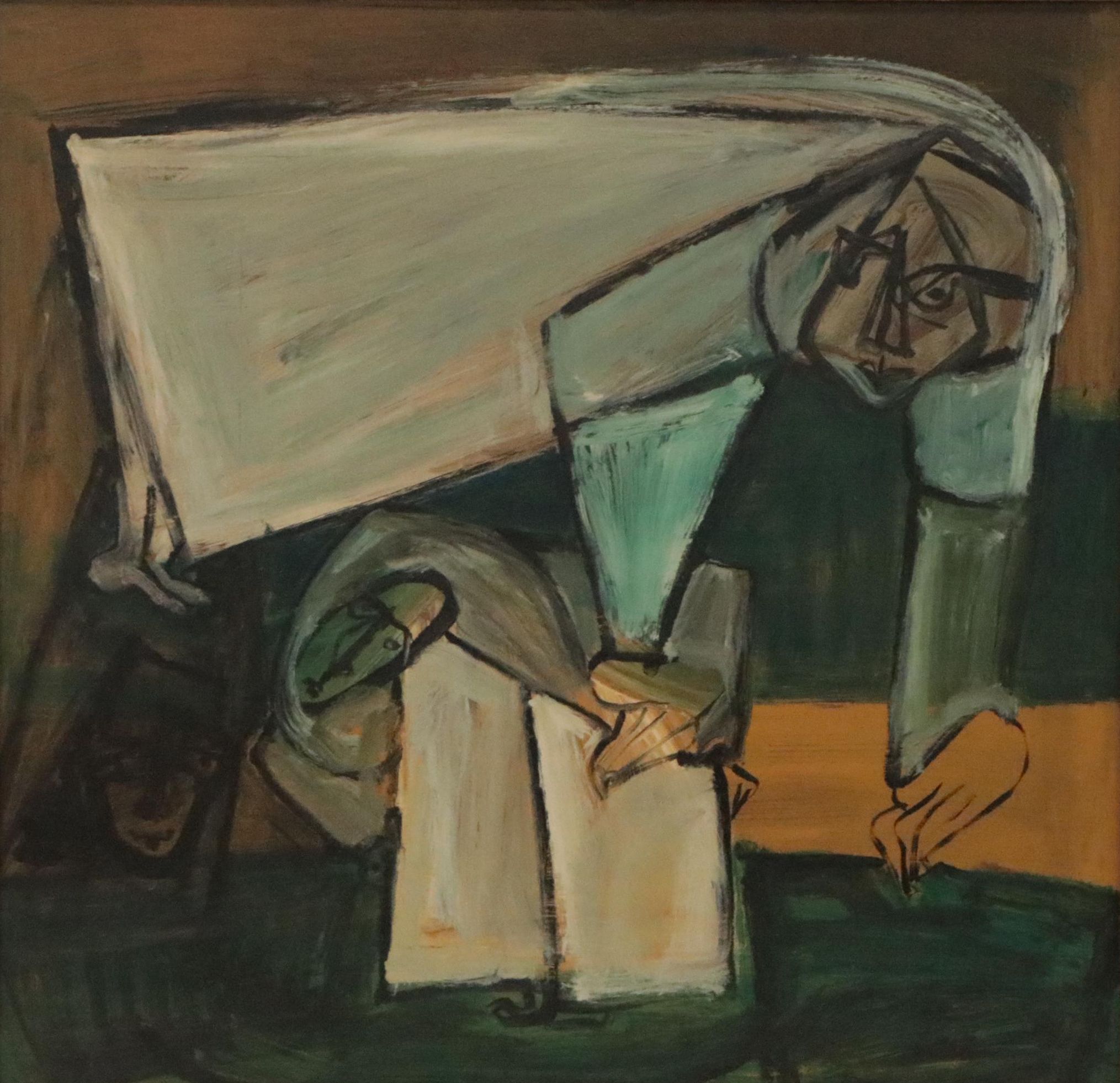 Bernice Fisher Stacy Abstract Figurative Oil Painting, Mid-Late 20th Century