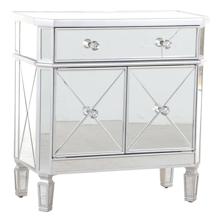 Contemporary Silver-Gilt and Mirrored Glass Side Cabinet
