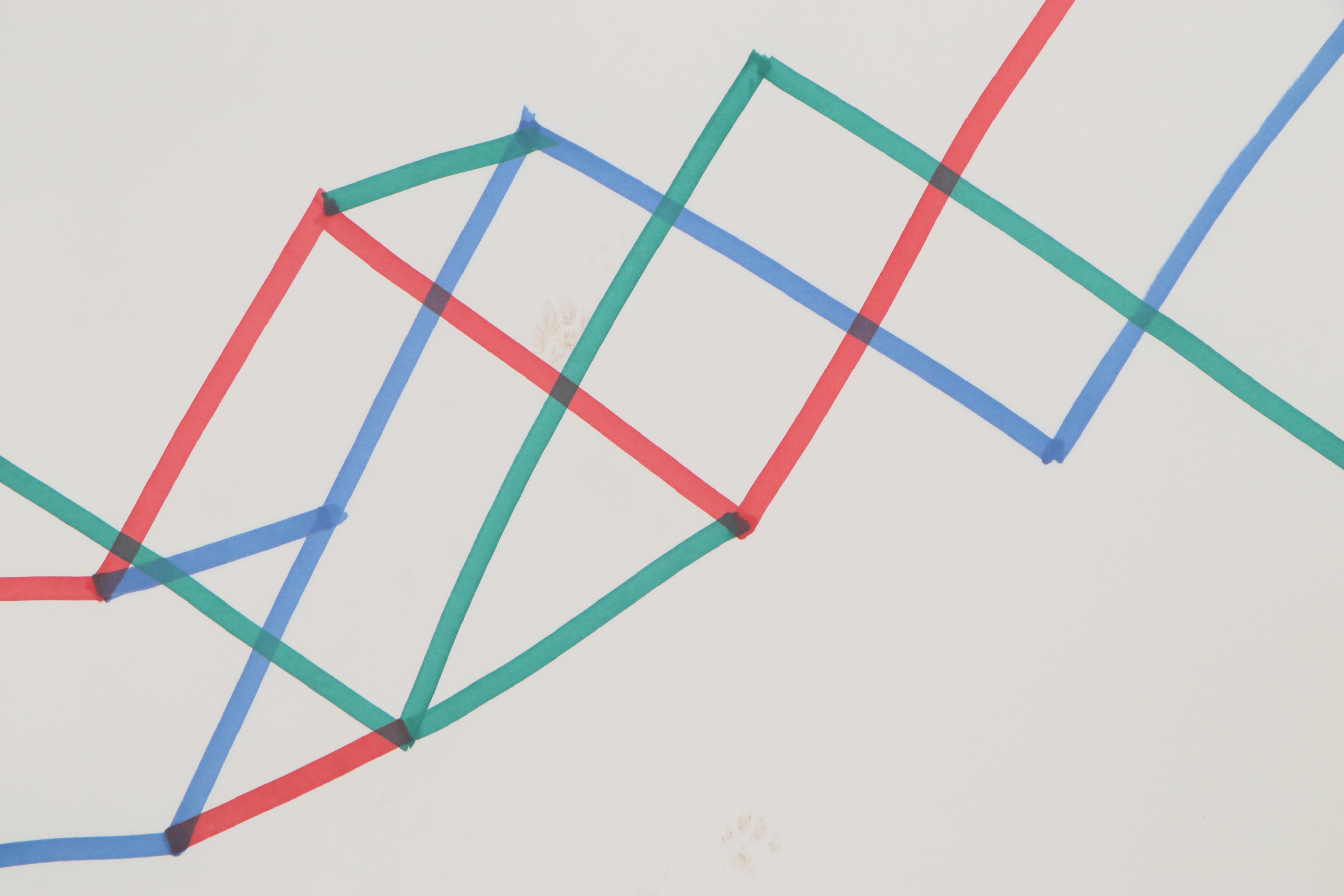 Dimitri Grachis Minimalist Abstract Marker Drawing, Circa 1980