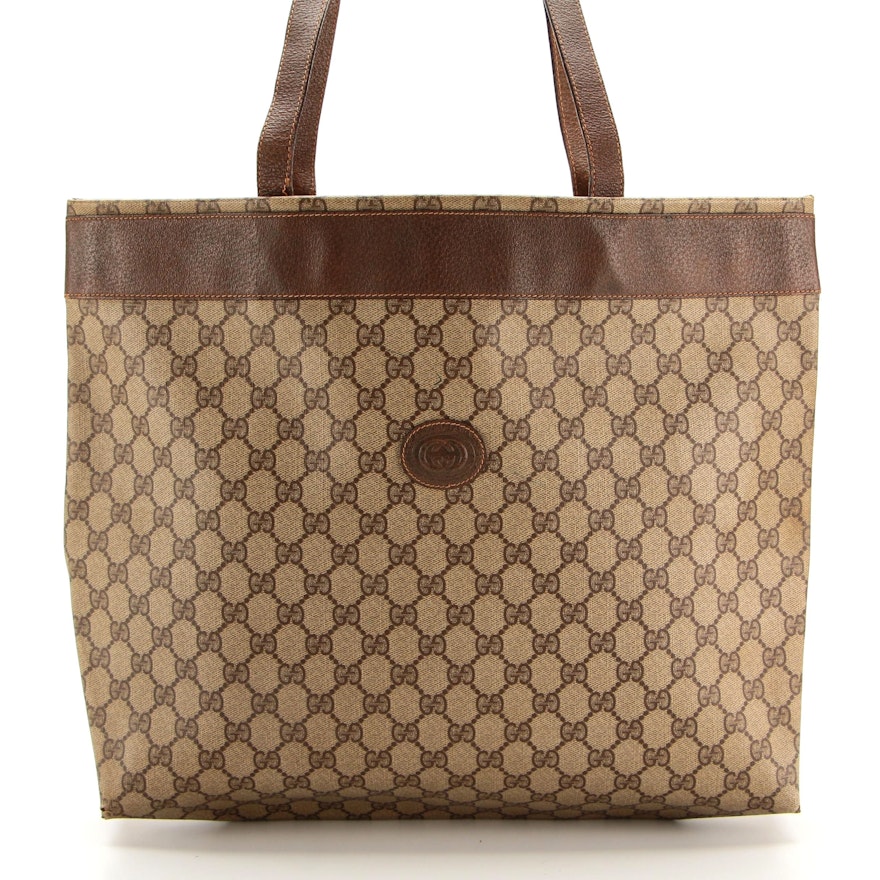 Gucci Accessory Collection Tote in GG Canvas with Leather Trim
