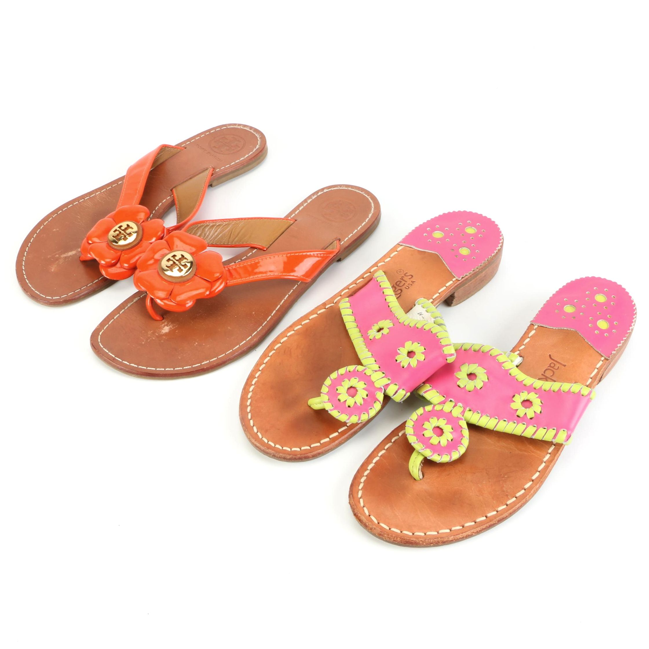 Tory Burch Breely Sandals in Orange Patent Leather and Jack Rogers Sandals