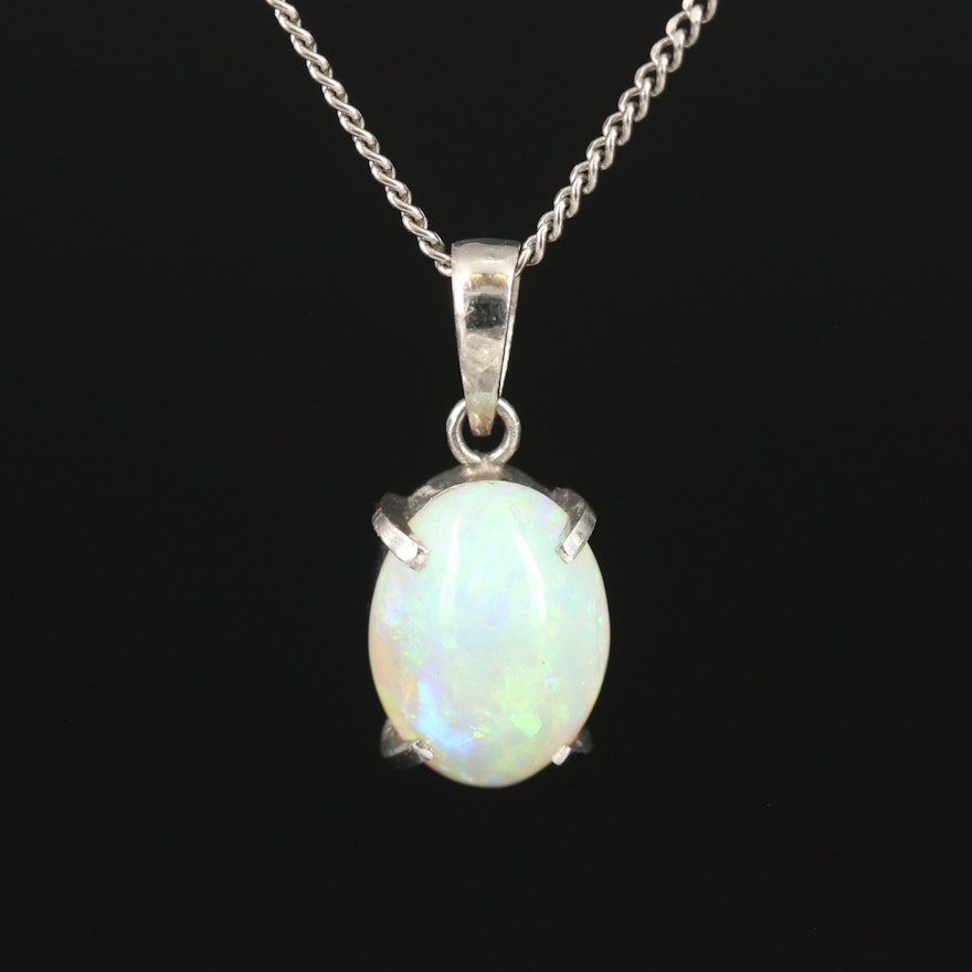 Platinum and Opal Pendant Necklace