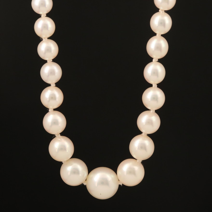 Graduated Pearl Necklace with 14K Clasp