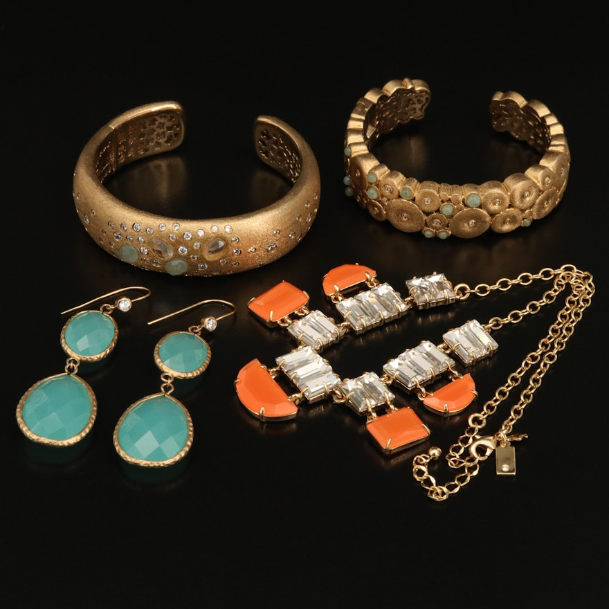 Rhinestone Jewelry Featuring Kate Spade Necklace and Rivka Friedman Jewelry