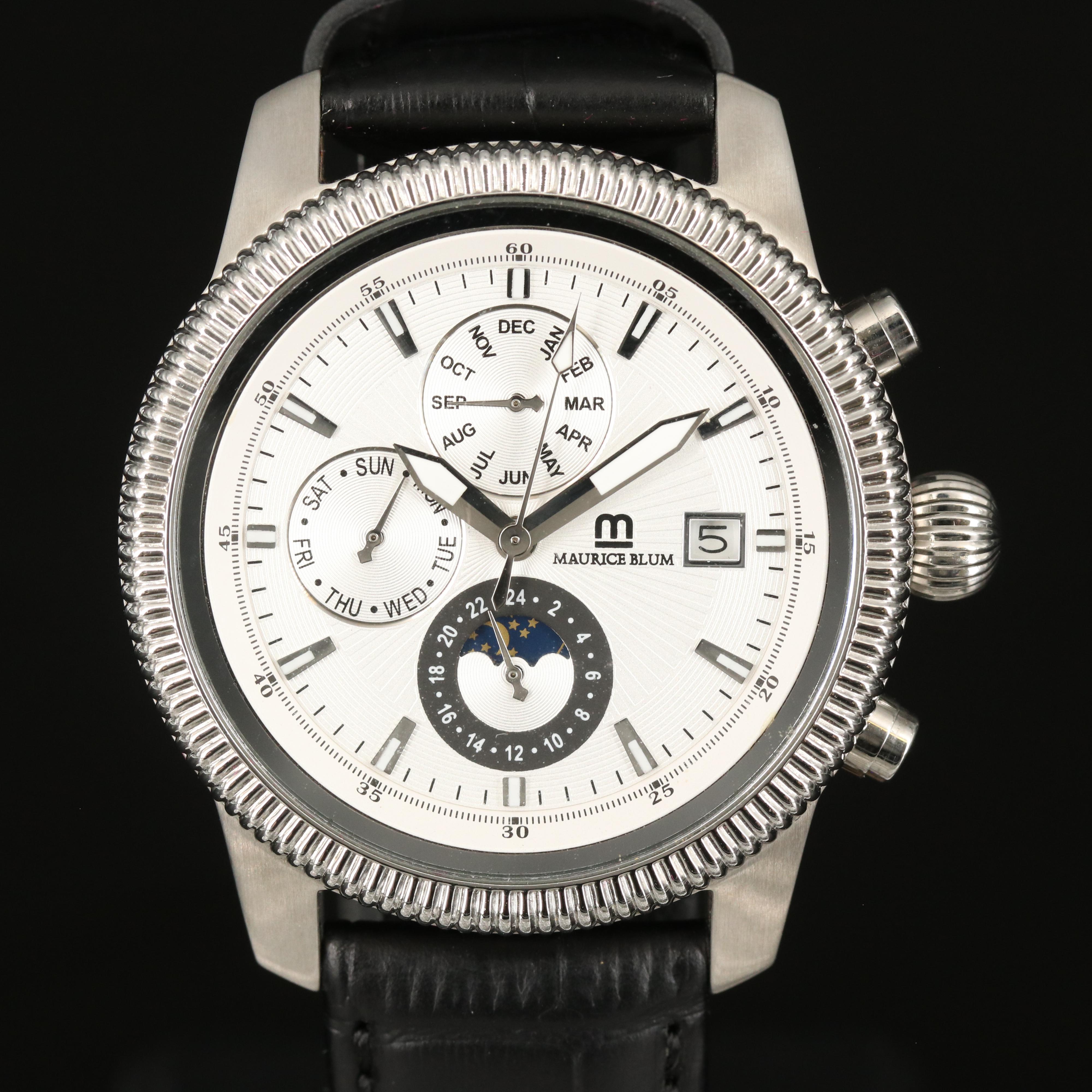 Maurice Blum Triple Calendar Stainless Steel Automatic Watch