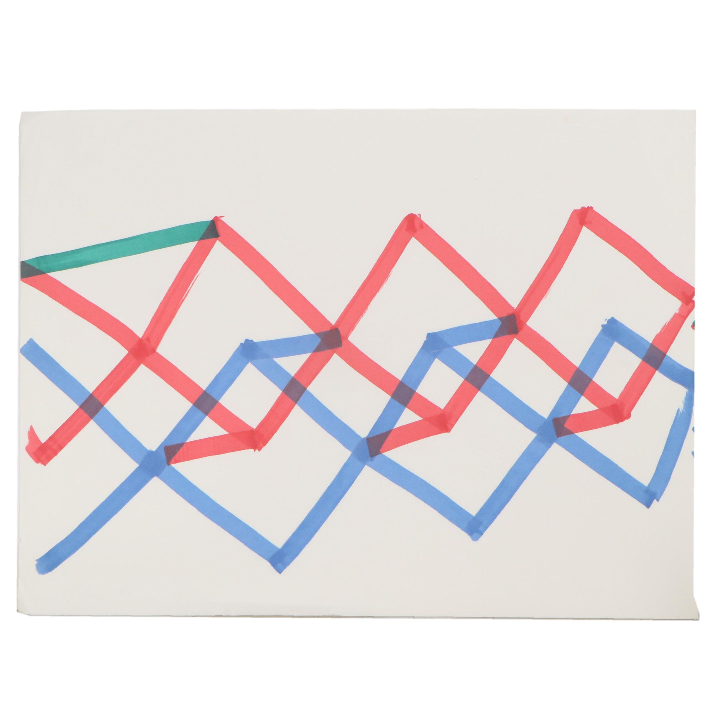 Dimitri Grachis Minimalist Abstract Marker Drawing, Circa 1980