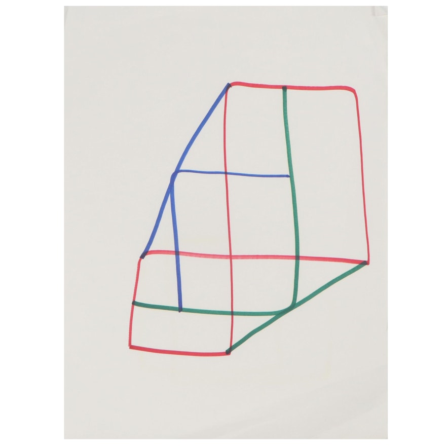 Dimitri Grachis Minimalist Abstract Marker Drawing, Circa 1980