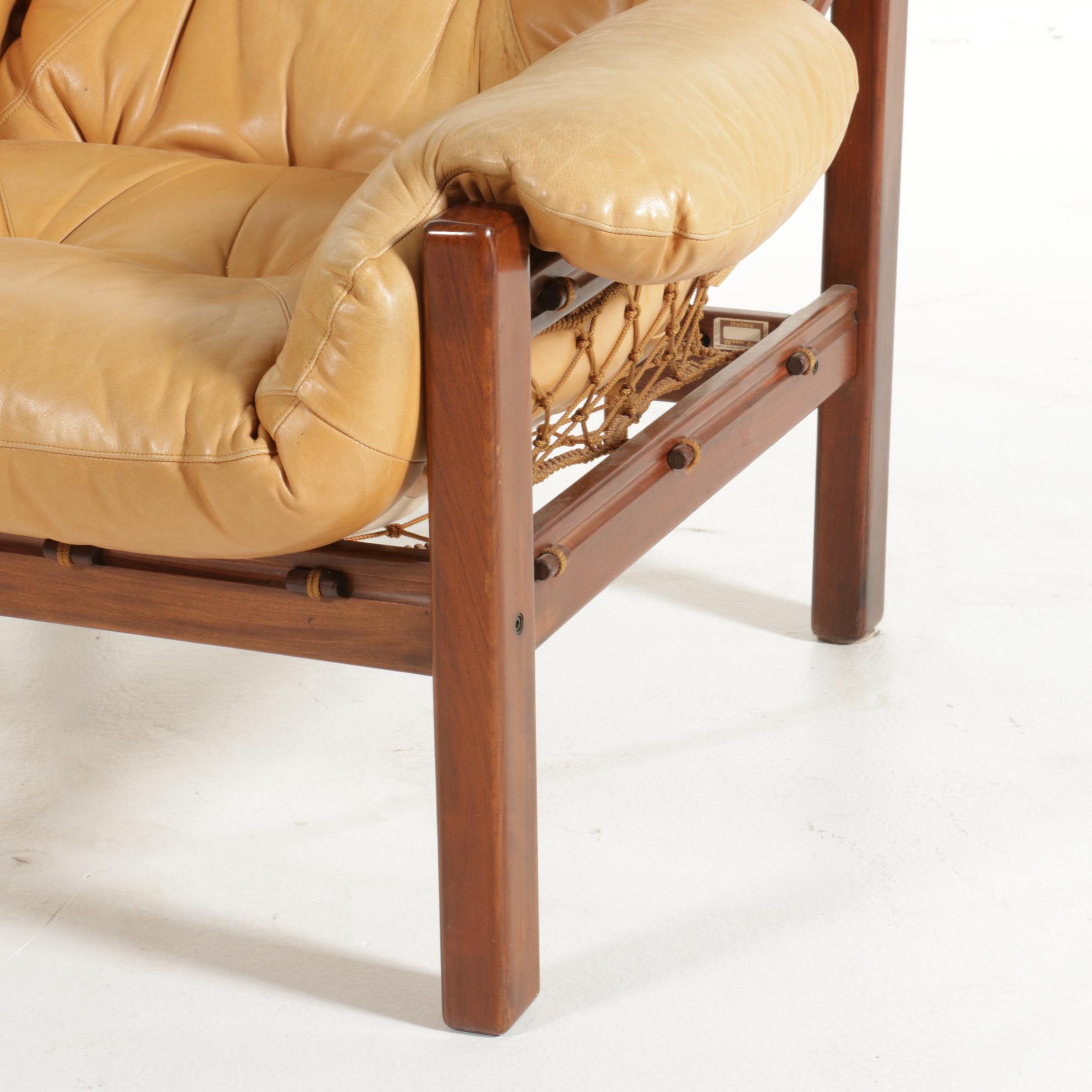 Jean Gillon for Italma Wood Art Modernist Jacaranda Lounge Chair and Ottoman