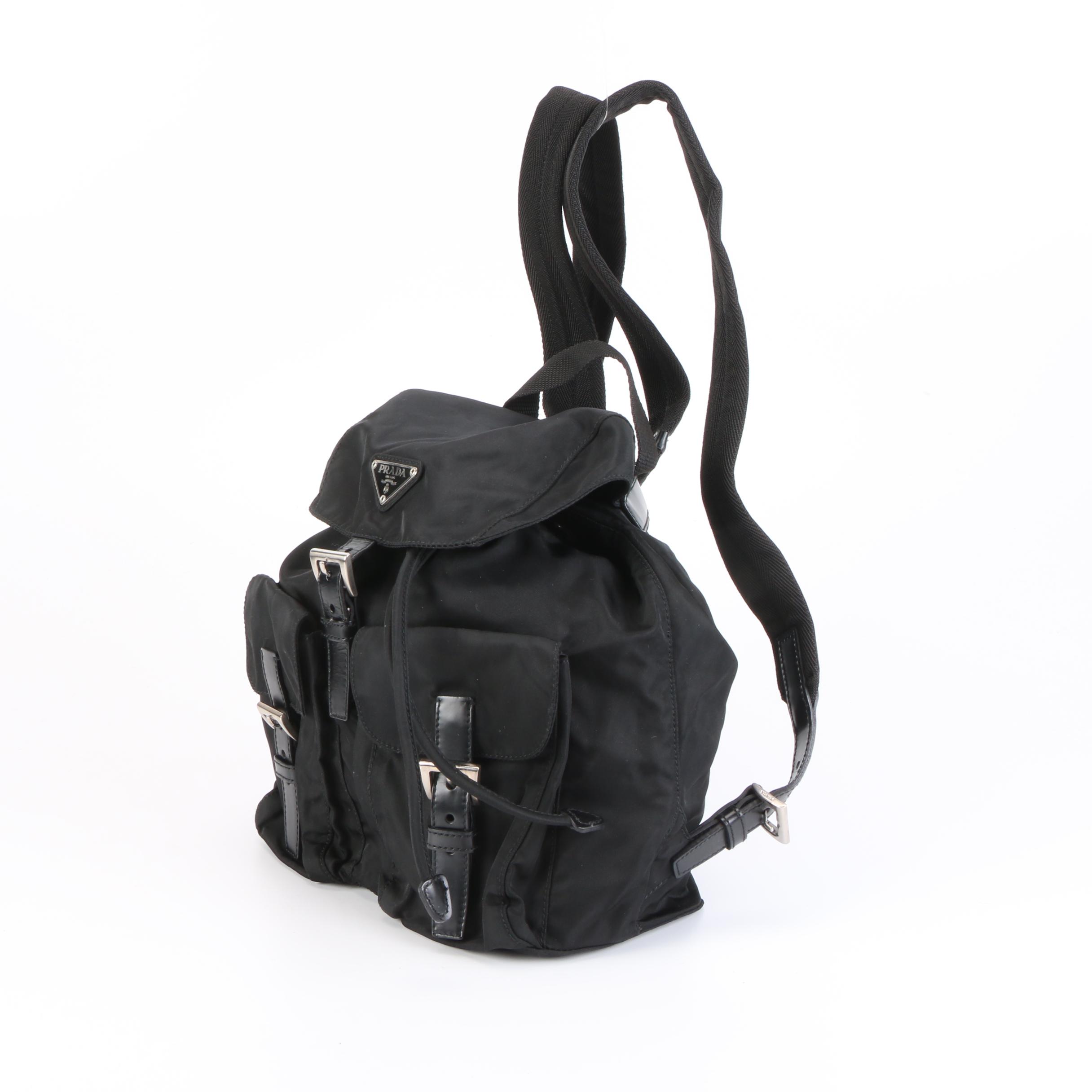Prada Backpack in Black Tessuto Nylon with Leather Trim