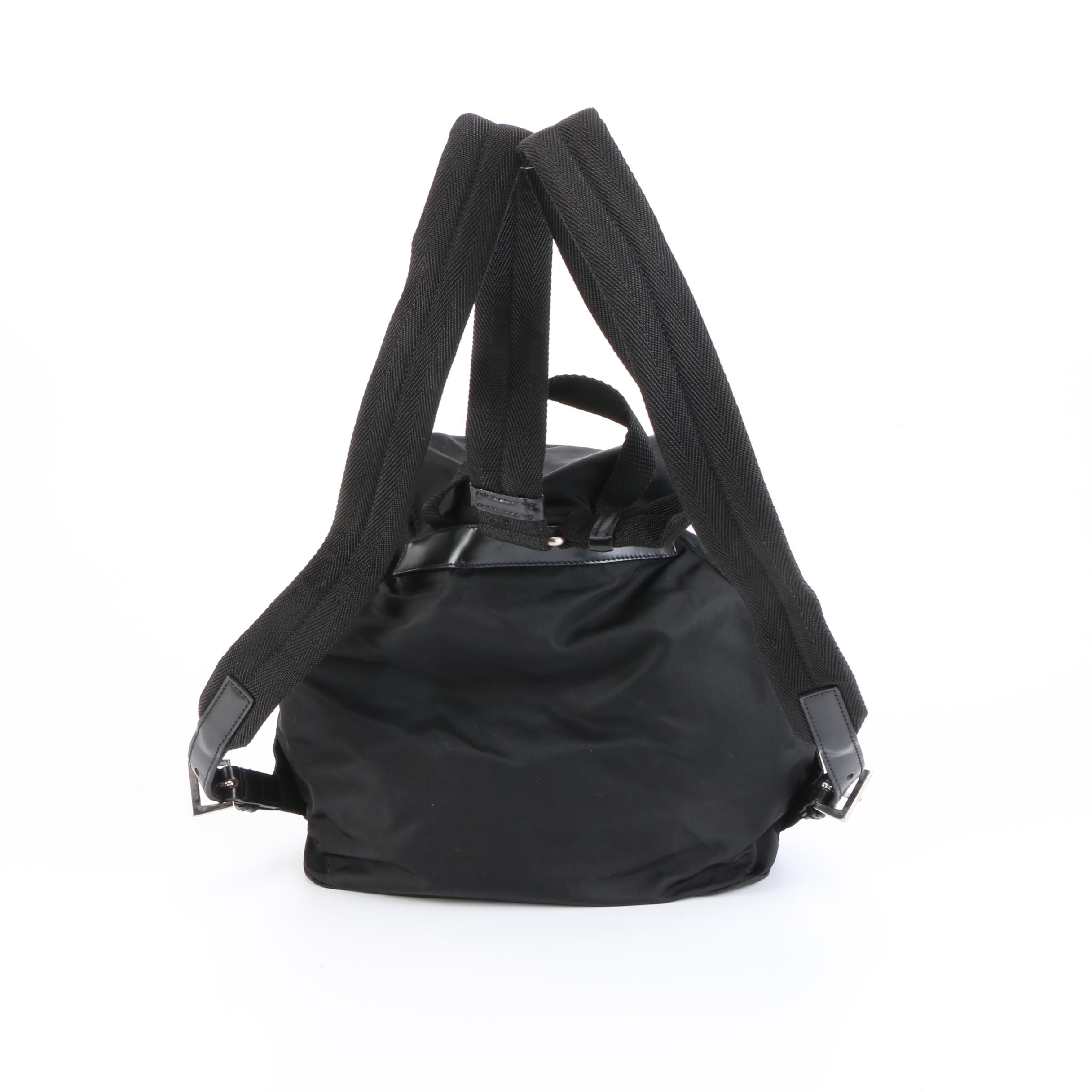 Prada Backpack in Black Tessuto Nylon with Leather Trim