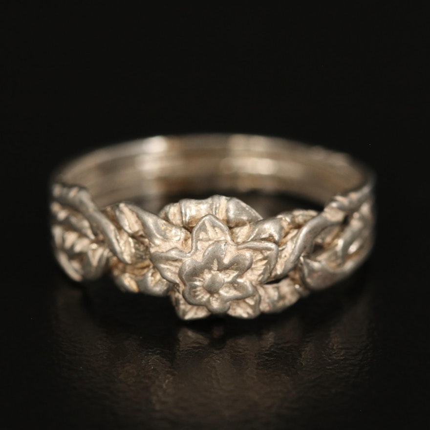 Sterling Flower Puzzle Ring