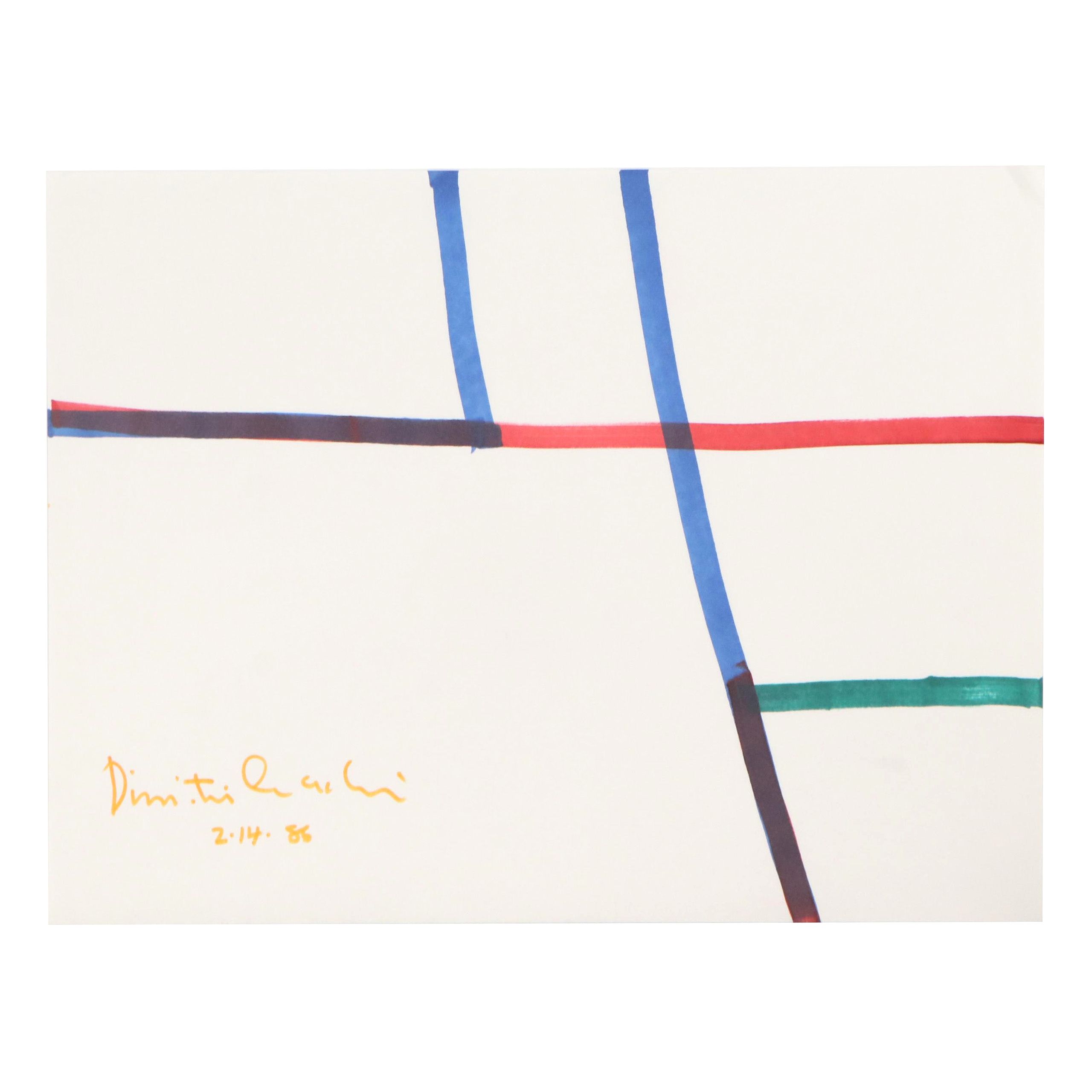 Dimitri Grachis Minimalist Abstract Marker Drawing, 1985