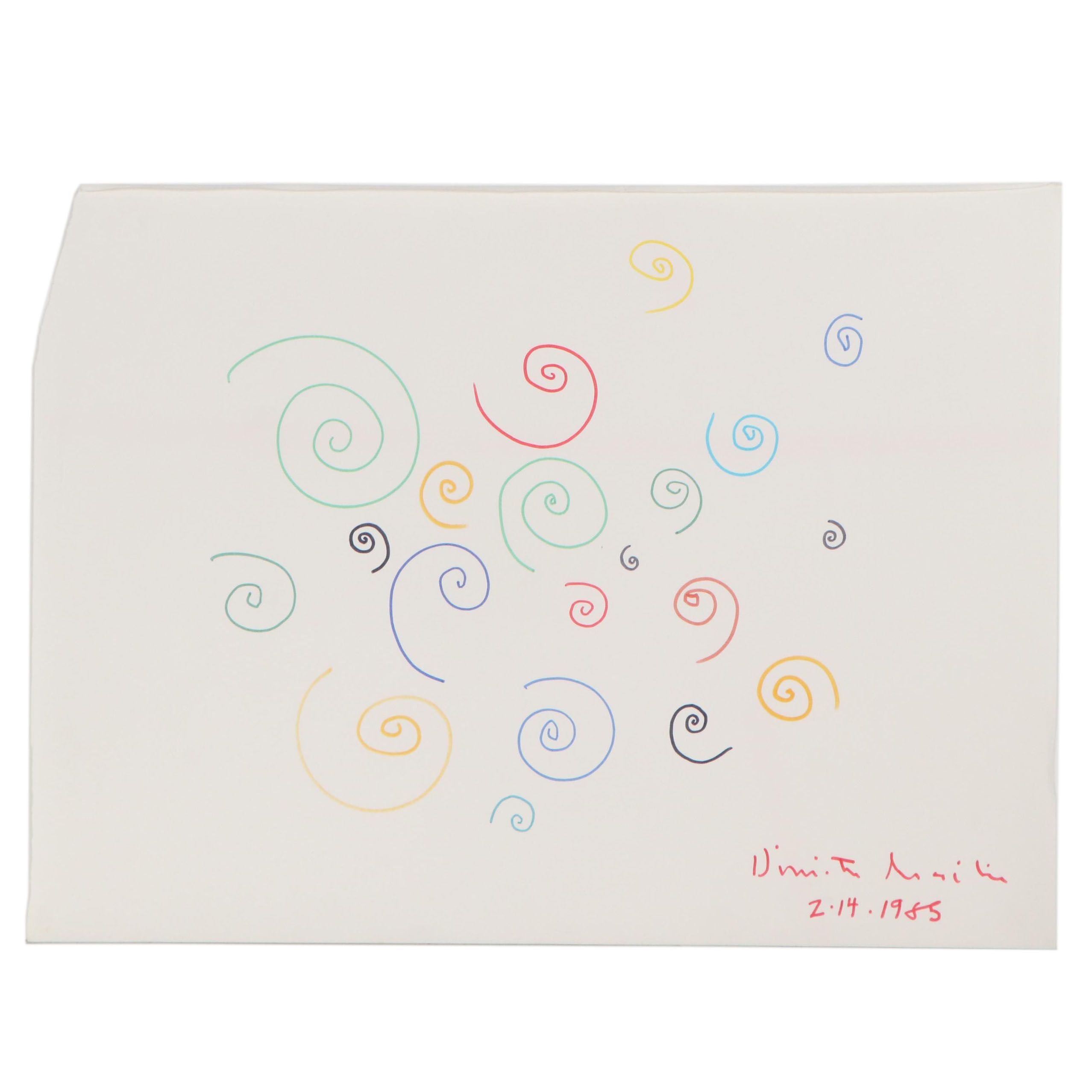 Dimitri Grachis Minimalist Abstract Marker Drawing, 1985