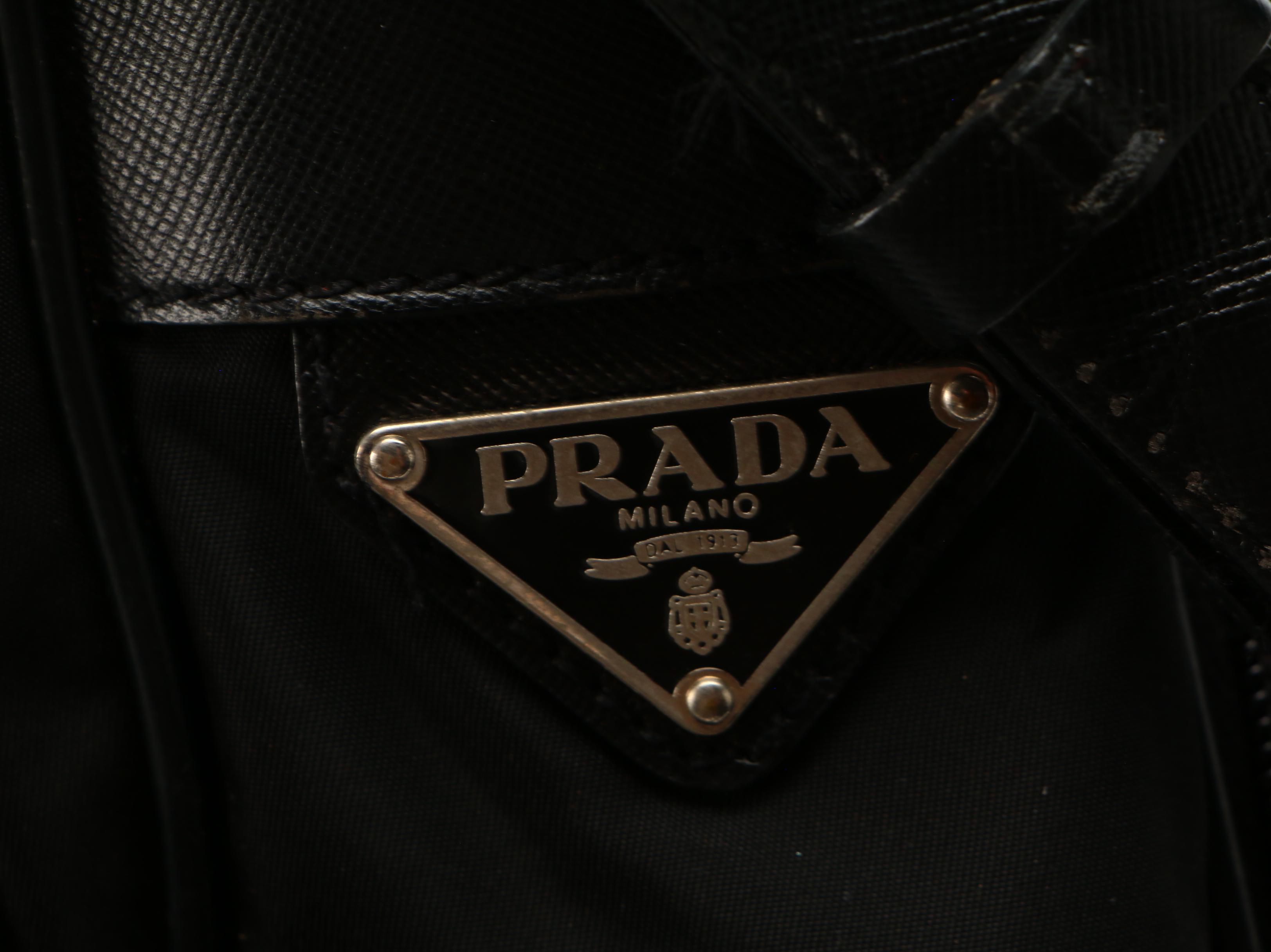 Prada Business Tote in Black Nylon with Saffiano Leather Trim