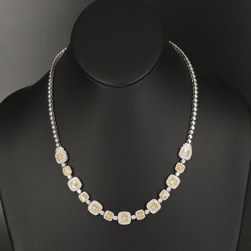 18K 7.89 CTW Diamond Double Halo Necklace