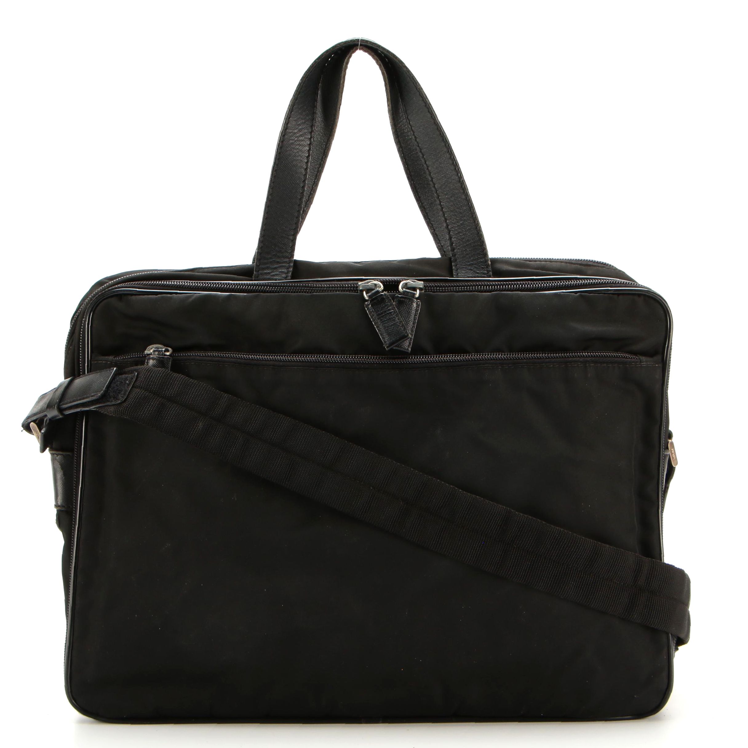 Prada Business Tote in Black Nylon with Saffiano Leather Trim
